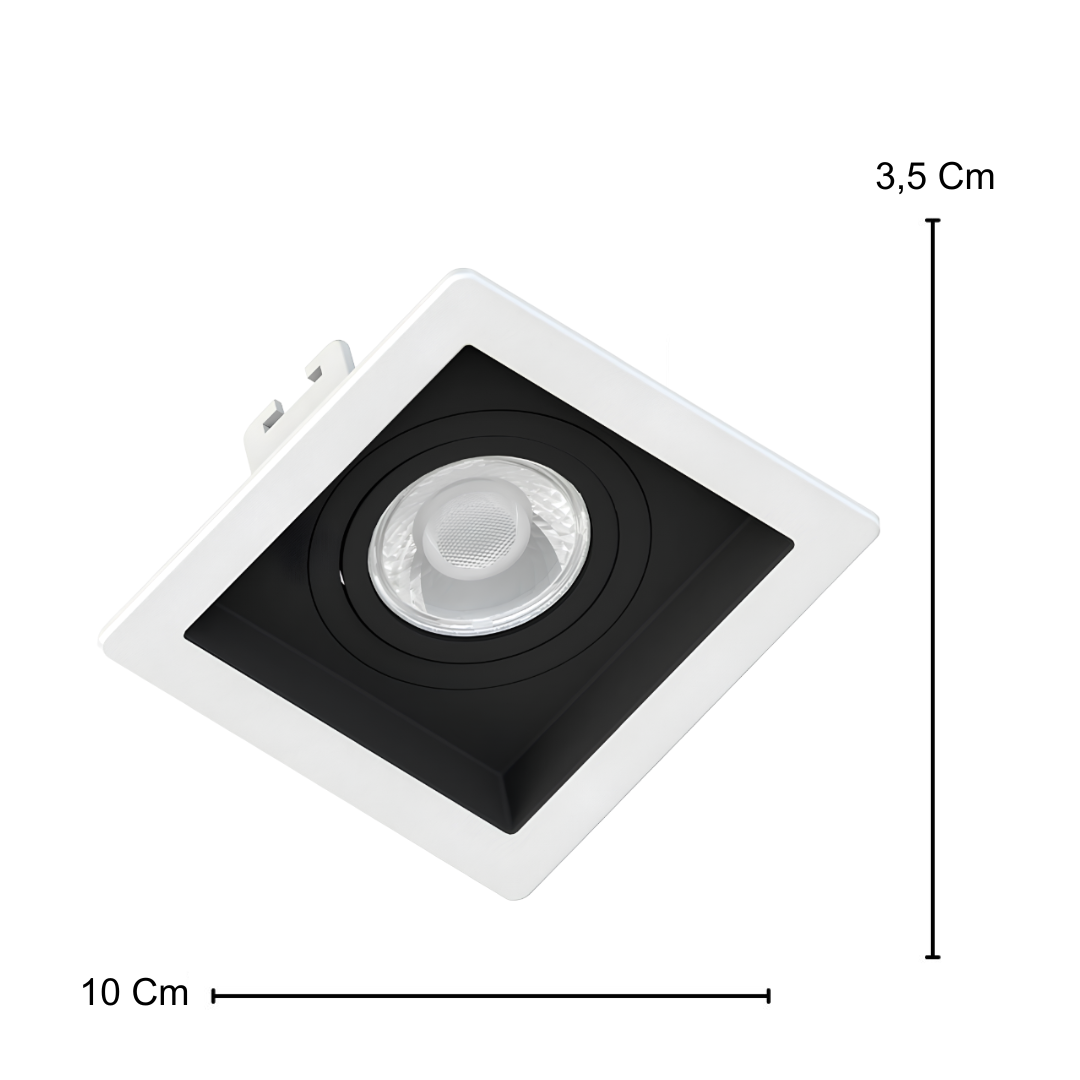 Spot Led Quadrado Recuado Br/Pt Par16 Glass 4W 370Lm Bivolt Osram