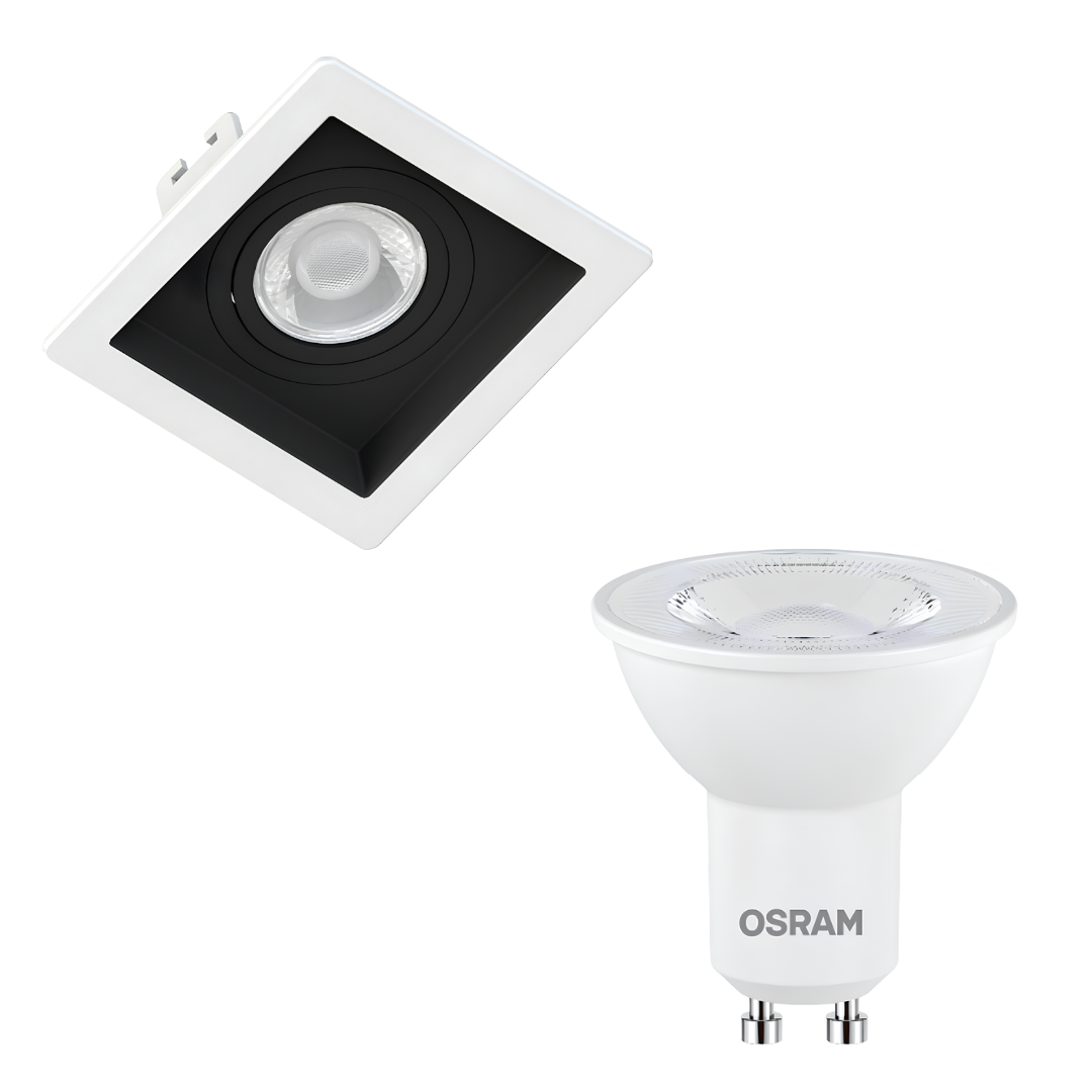 Spot Led Quadrado Recuado Br/Pt Par16 4W 350Lm Bivolt Osram