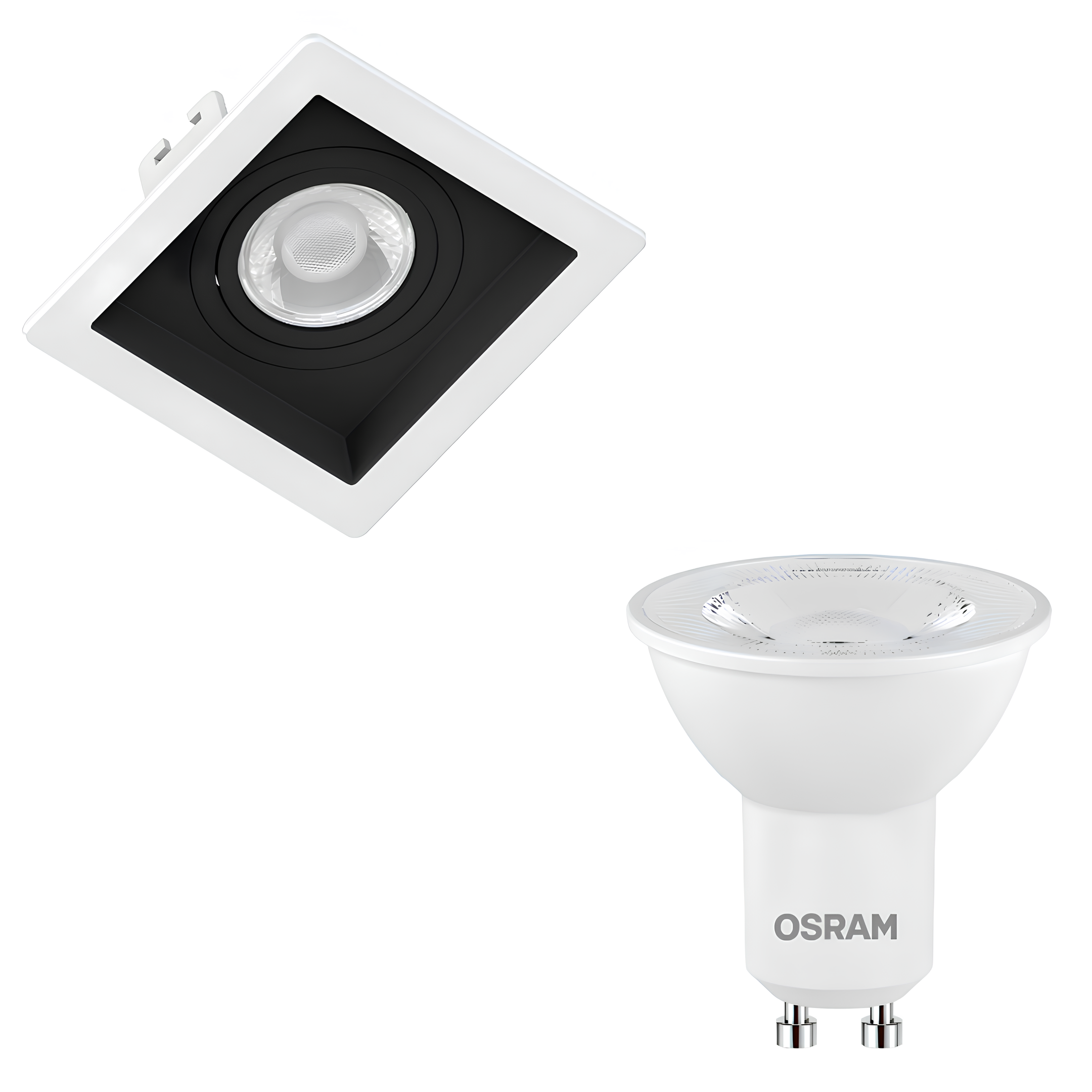 Spot Led Quadrado Recuado Br/Pt Par16 4W 350Lm Bivolt Osram