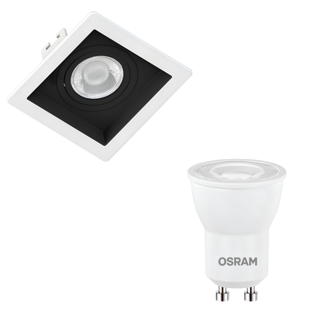 Spot Quadrado Recuado Br/Pt Par16 Dim 5,5W 2700K 127V Osram