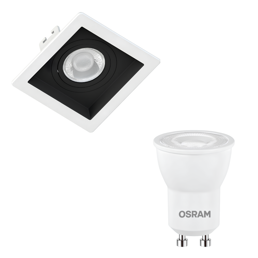 Spot Led Quadrado Recuado Br/Pt Par11 Dim 3,5W 2700K 300Lm Osram