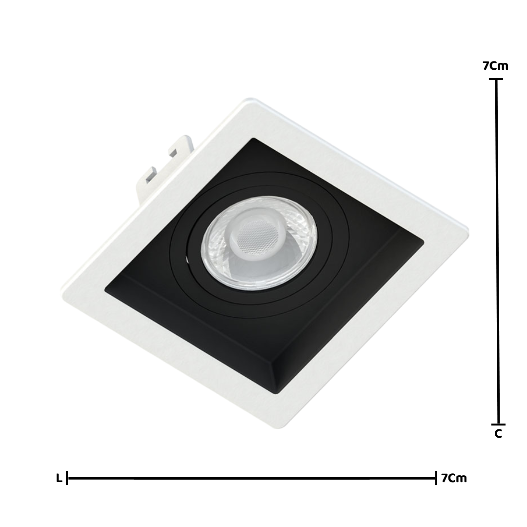 Spot Led Quadrado Embutir Br/Pt Par11 3W 300Lm Bivolt Osram