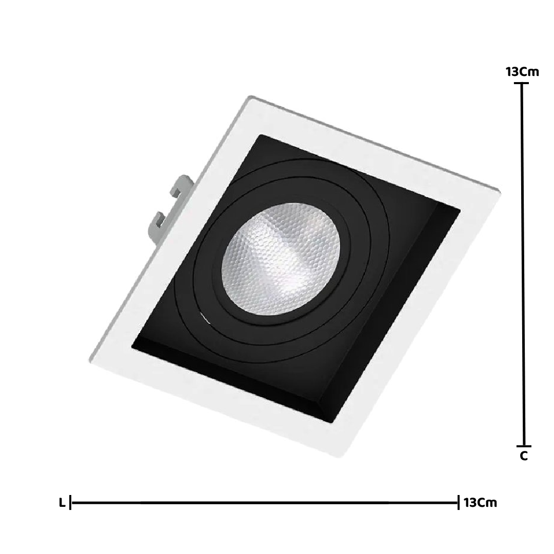 Spot Quadrado Embutir Recuado Br e Pt Par20 5,5W 525Lm Osram