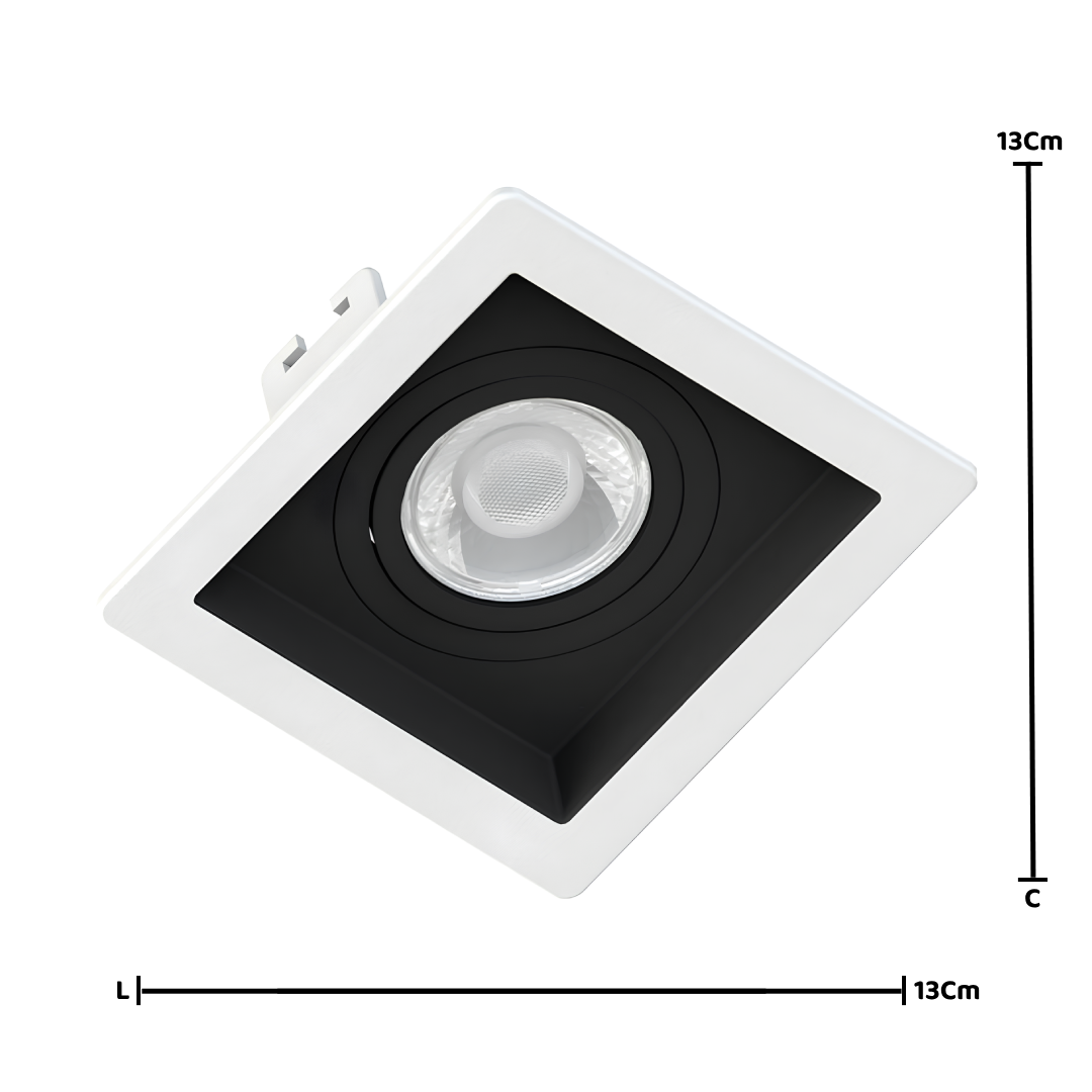 Spot Quadrado Recuado Br/Pt Par20 7W 3000K 525Lm Bivolt Osram