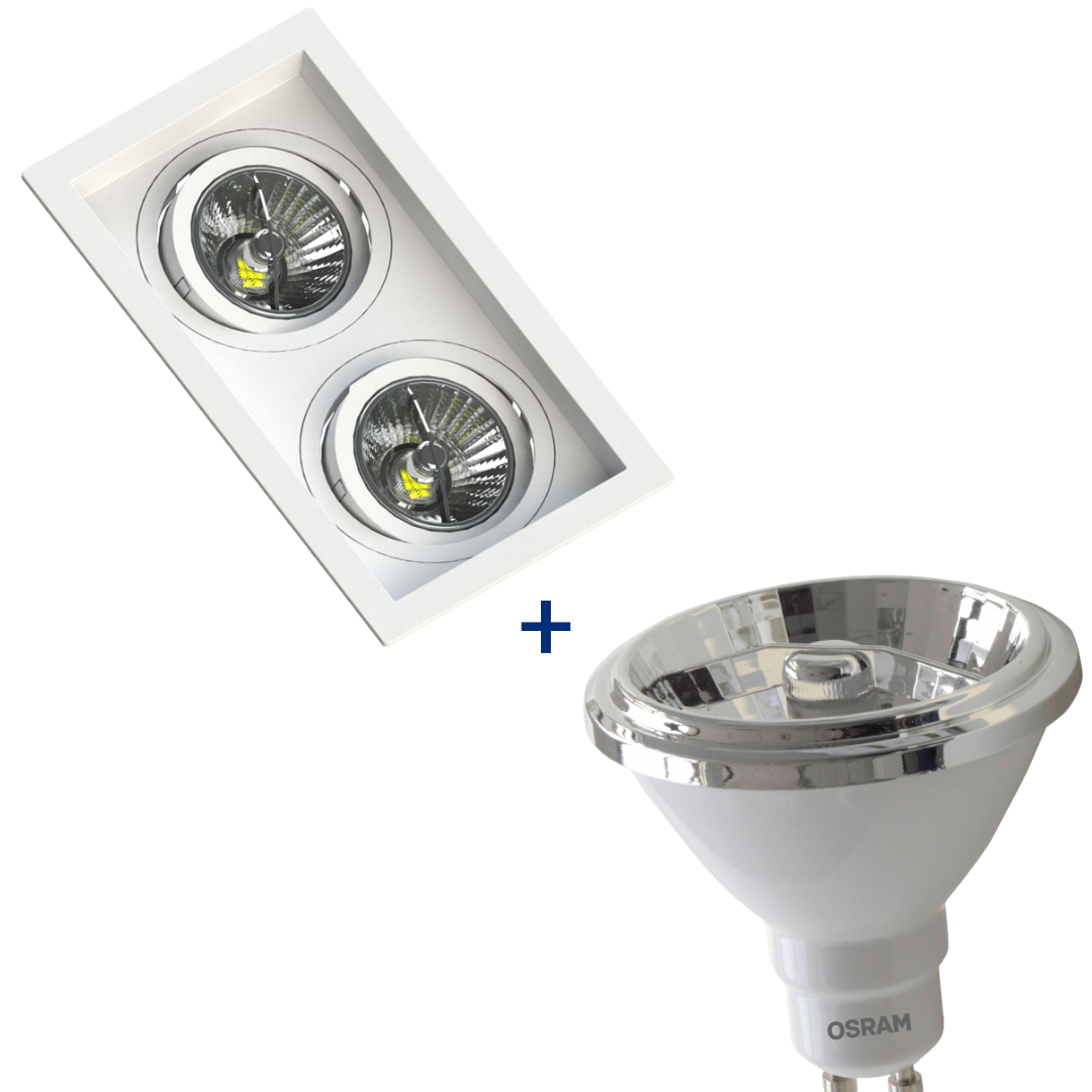 Spot Retangular Embutir Recuado Br 2 Ar70 12 4,8W 2700K Ledvance