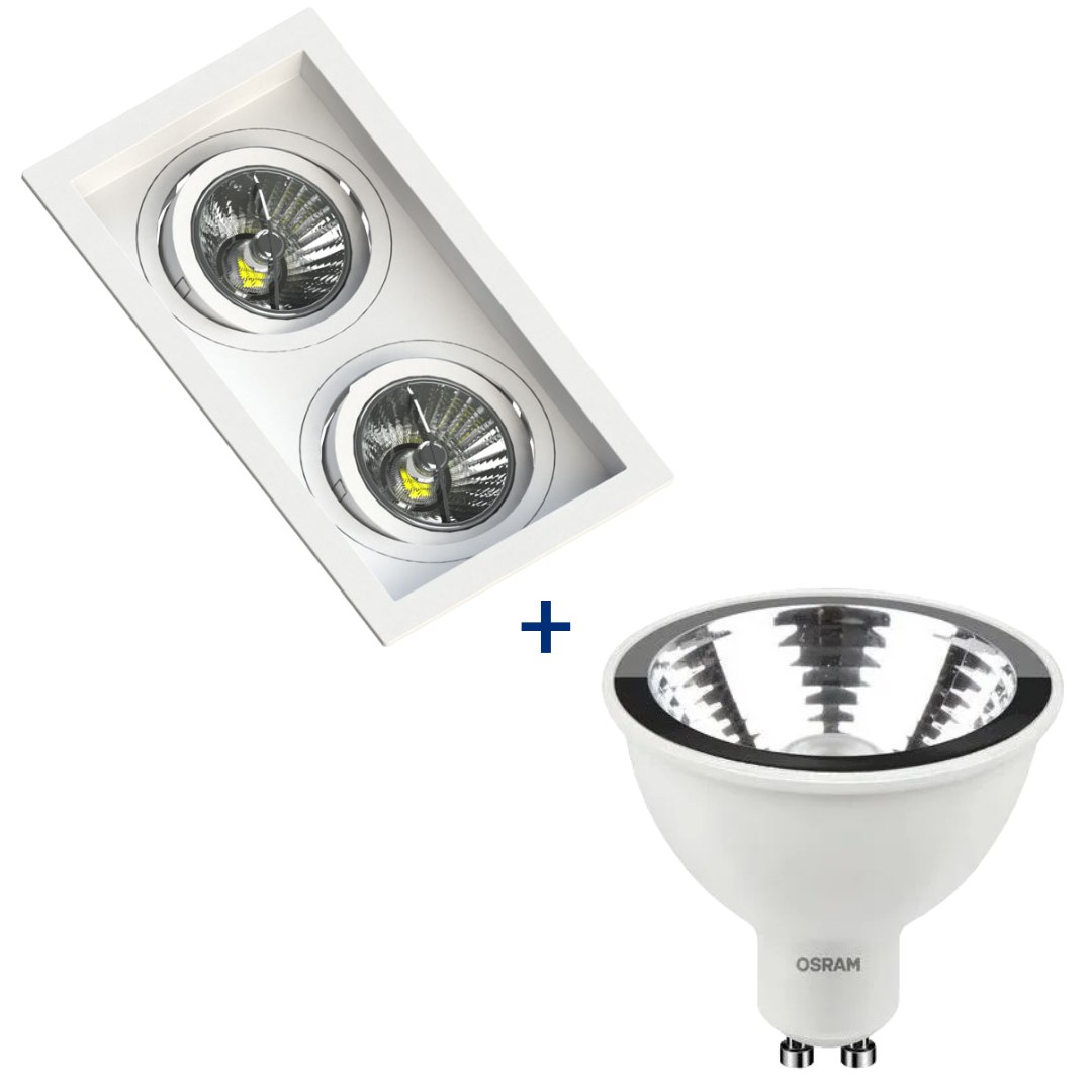 Spot Retangular Embutir Recuado Br 2 Ar70 Dim 4,8W 2700K Biv Ledvance