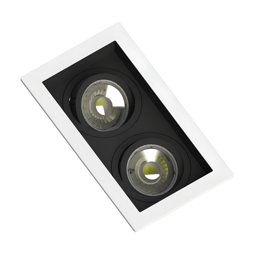 Spot Led Retangular Recuado Br/Pt 2x Par16 Glass 4W 370Lm Osram