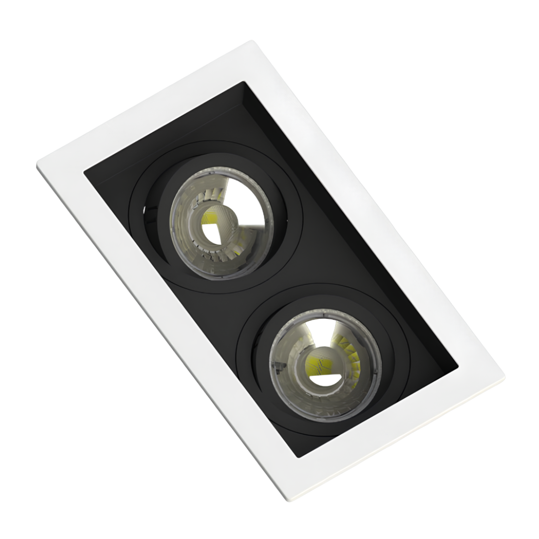 Spot Led Retangular Recuado Br/Pt 2x Par16 Dim 5,5W 2700K Osram