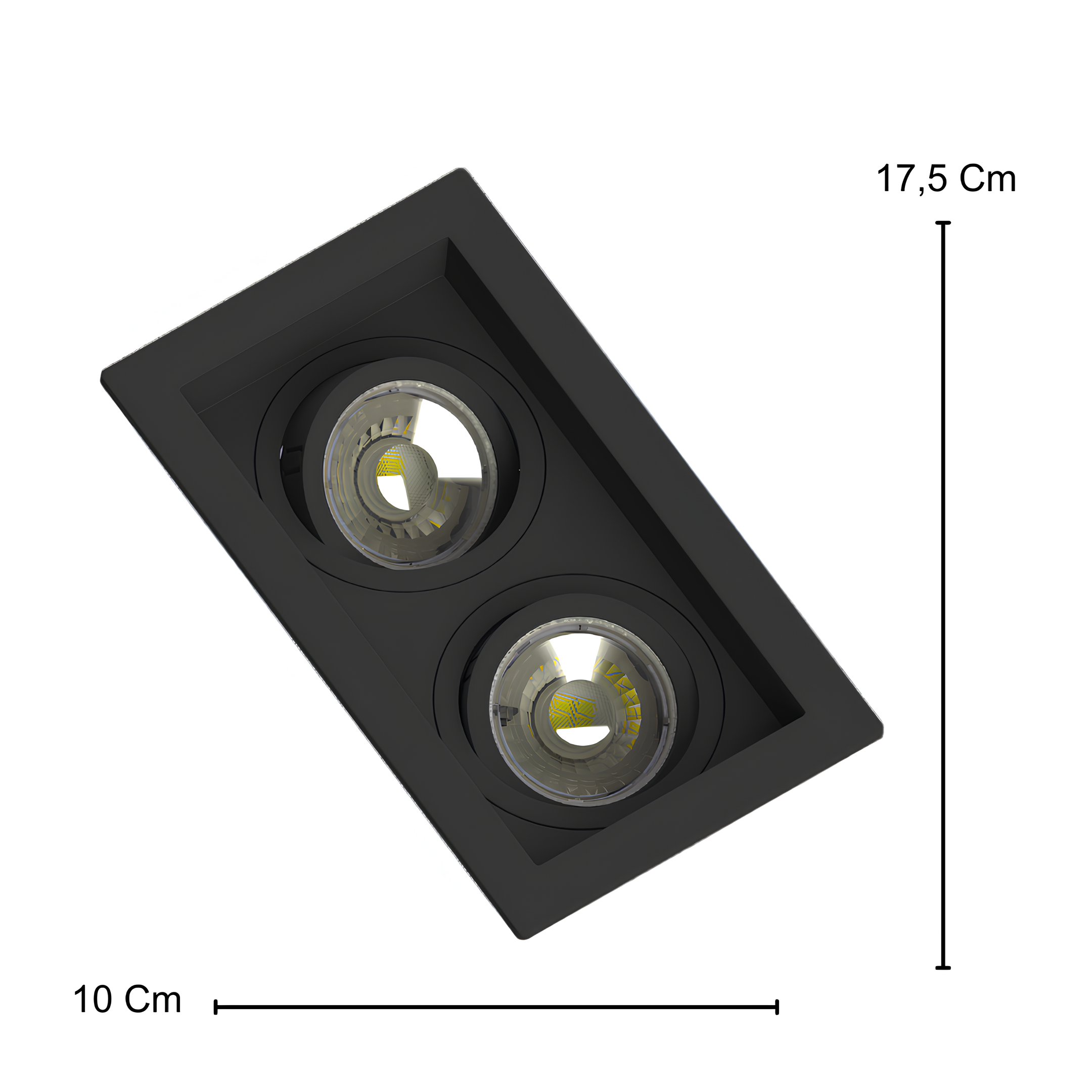 Spot Led Retangular Recuado Preto 2x Par16 4W 350Lm Osram