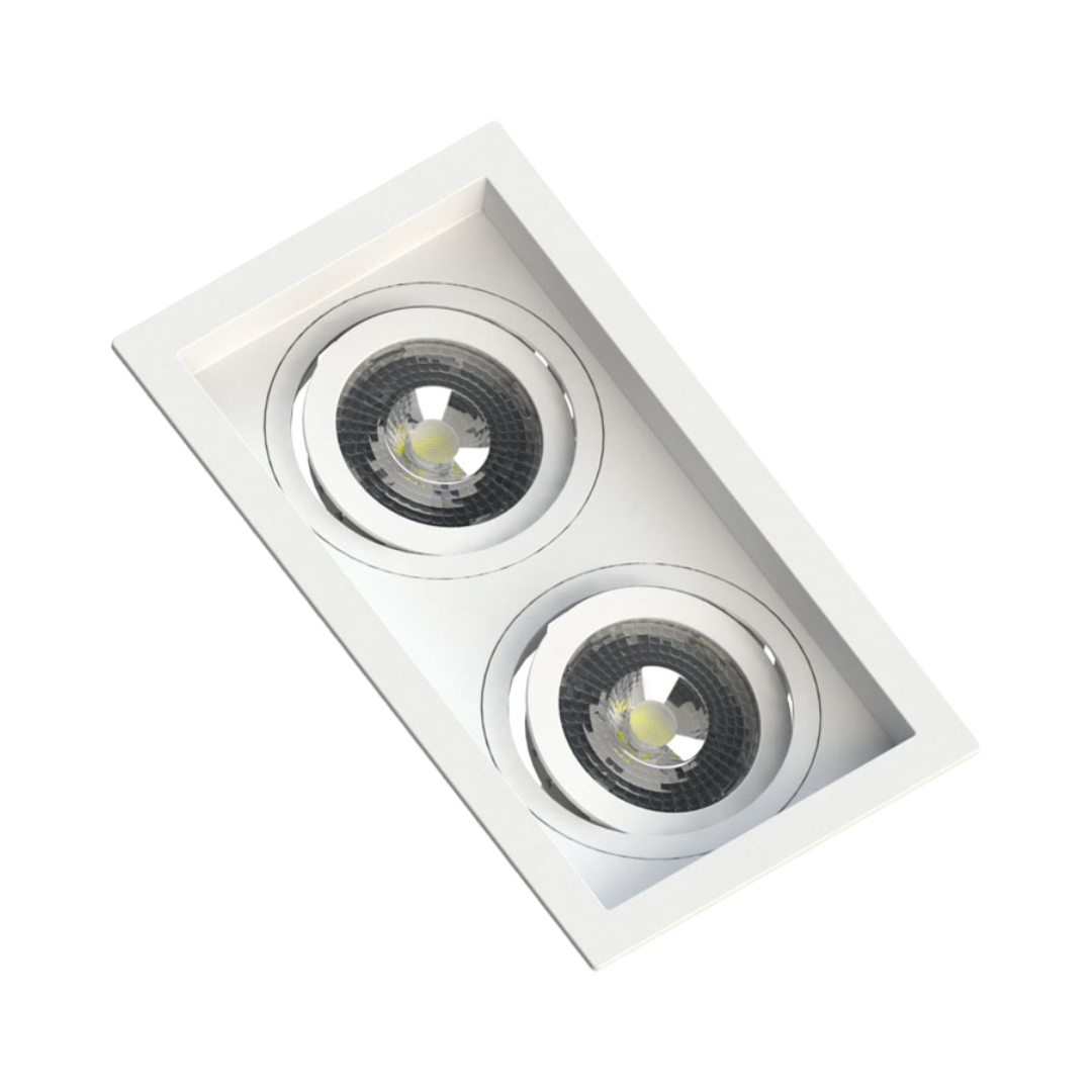 Spot Retangular Embutir Recuado Branco 2x Par20 5,5W 525Lm Osram