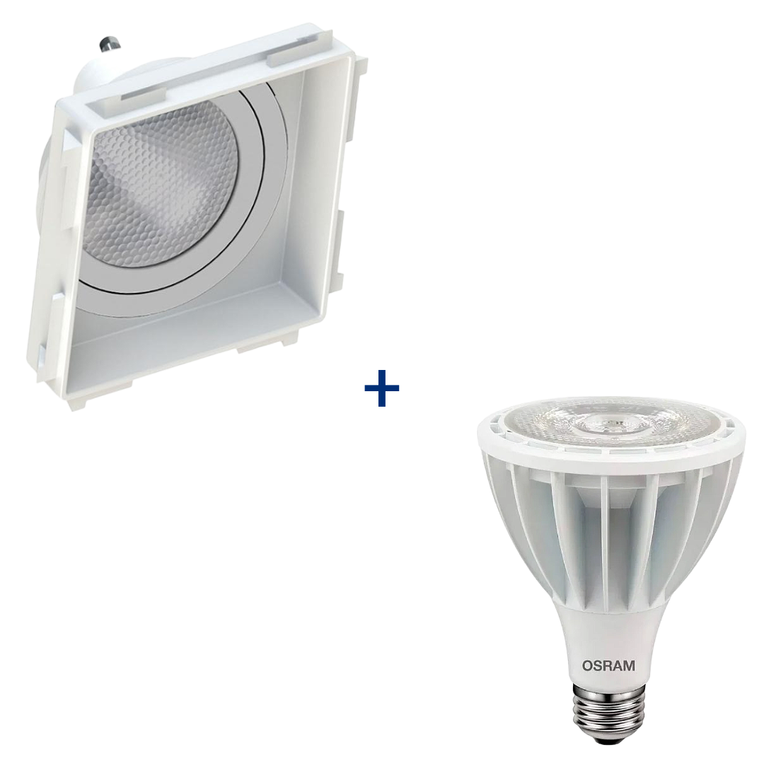 Spot Quadrado No Frame Branco Par30 Hci 28W 3000K 3000Lm 15° Osram