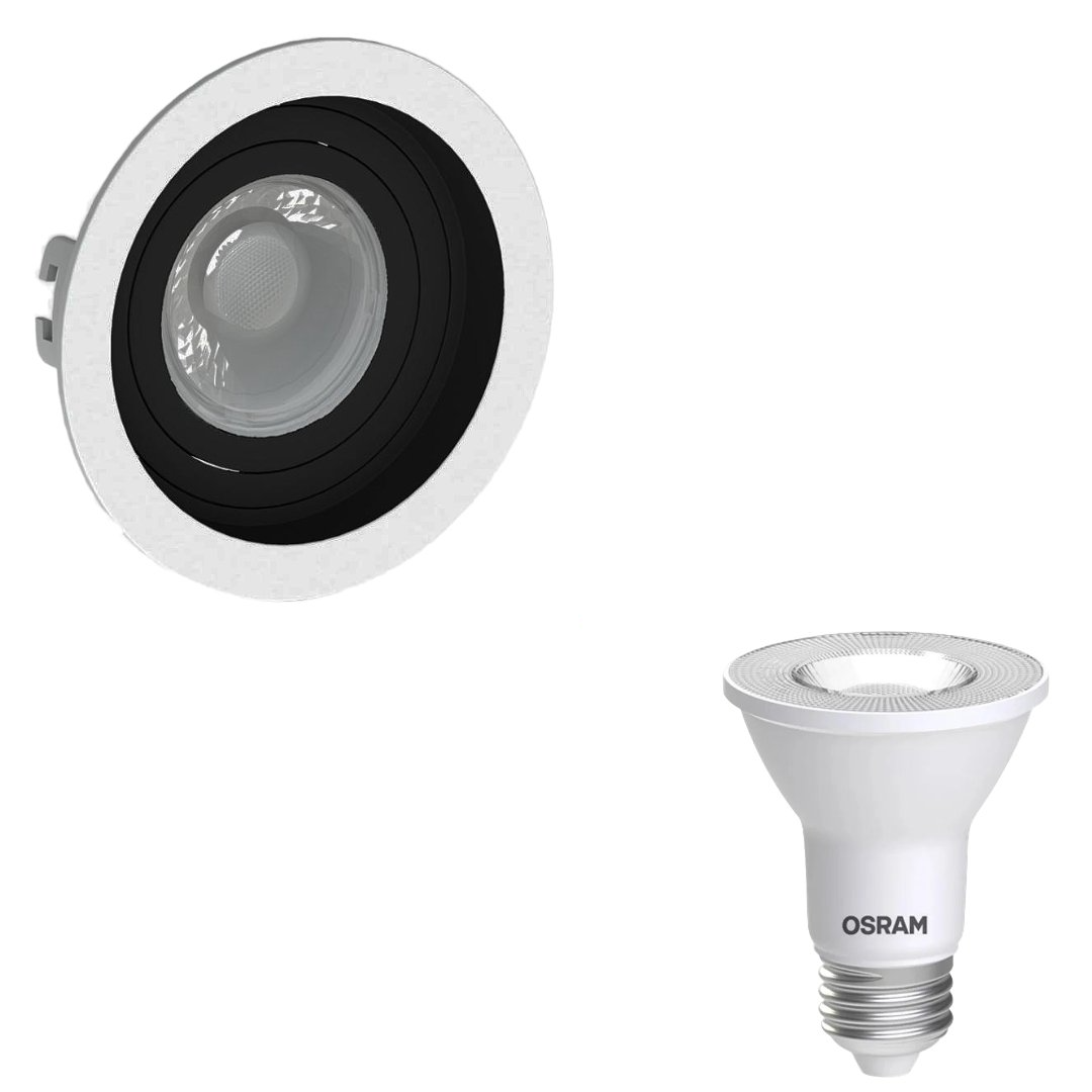 Spot Led Redondo Recuado Br/Pt Par20 5,5W 2700K 25° Ip65 Osram