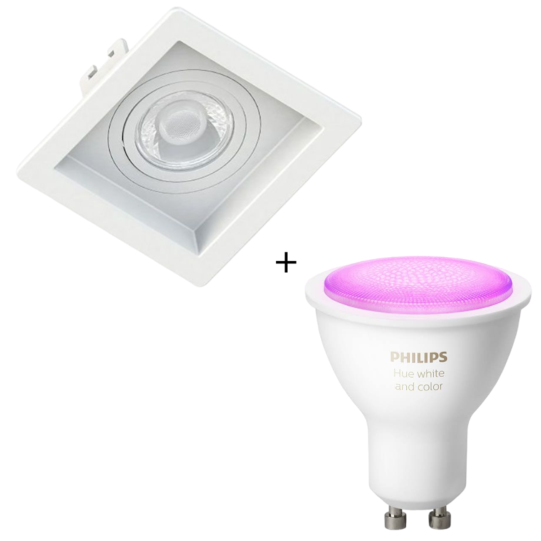 Spot Embutir Quadrado Recuado branco Philips Hue Smart Rgb