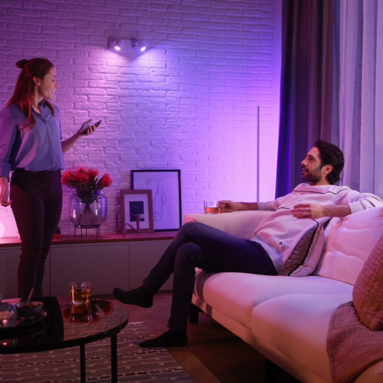 Spot Embutir Quadrado Recuado branco Philips Hue Smart Rgb