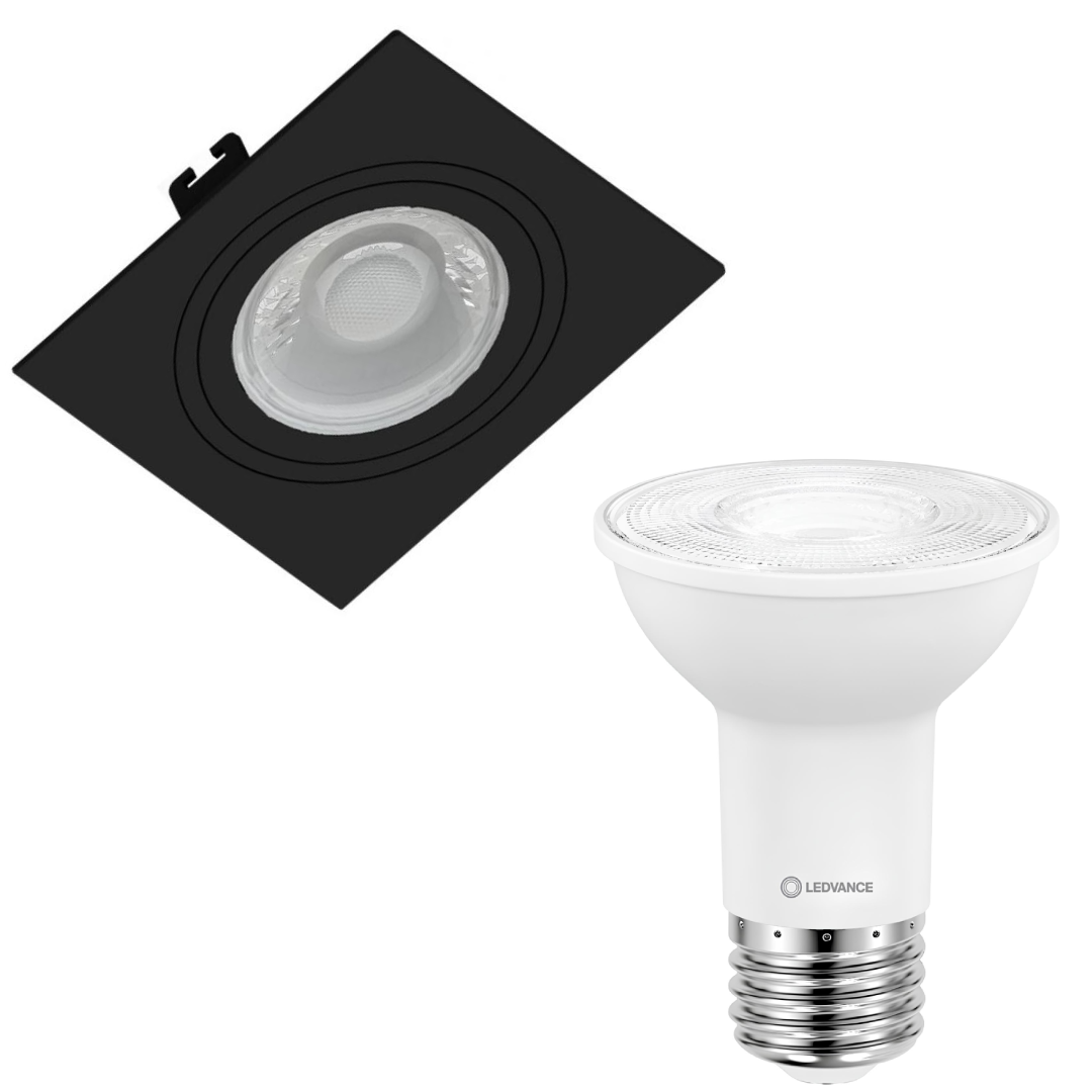 Spot Led Quadrado Embutir Preto Par20 5,5W 525Lm Ledvance