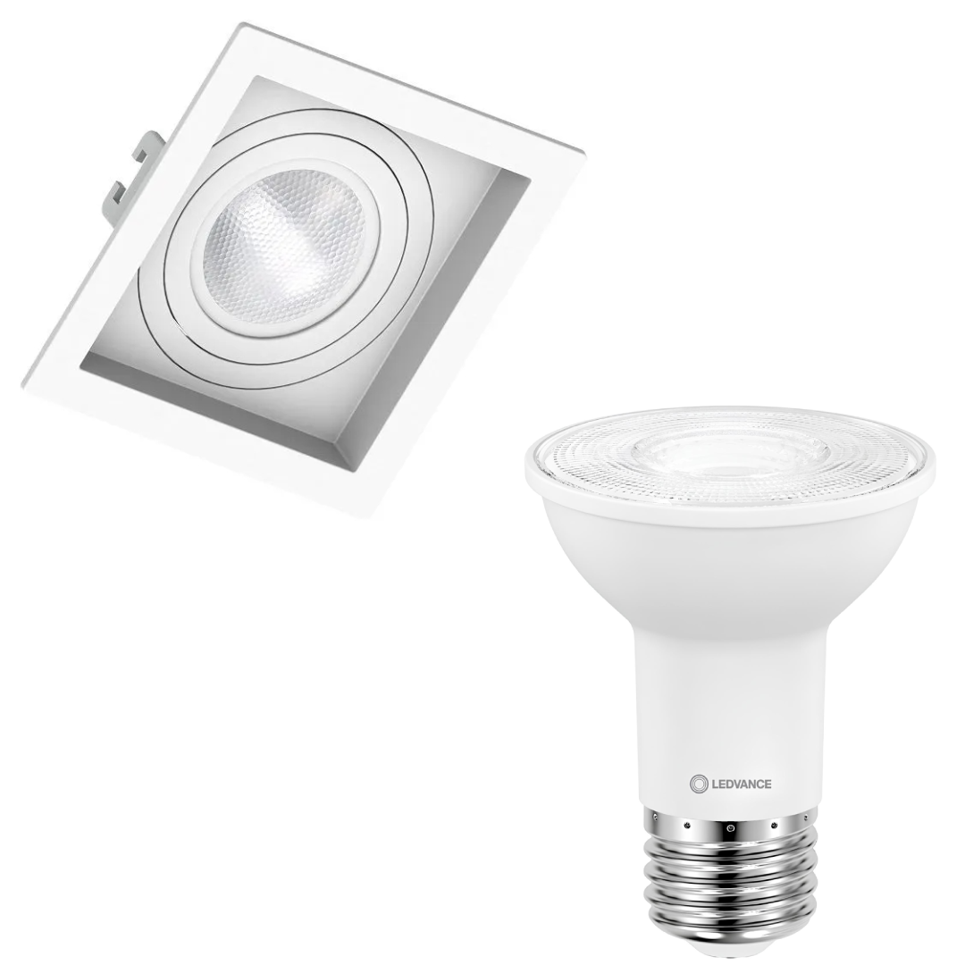 Spot Led Quadrado Recuado Branco Par20 5,5W 525Lm Ledvance