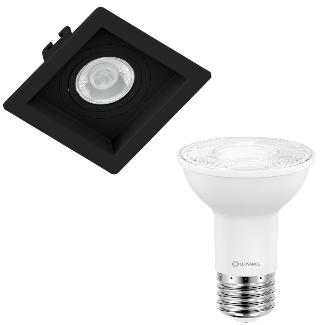 Spot Led Quadrado Recuado Preto Par20 5,5W 525Lm Ledvance