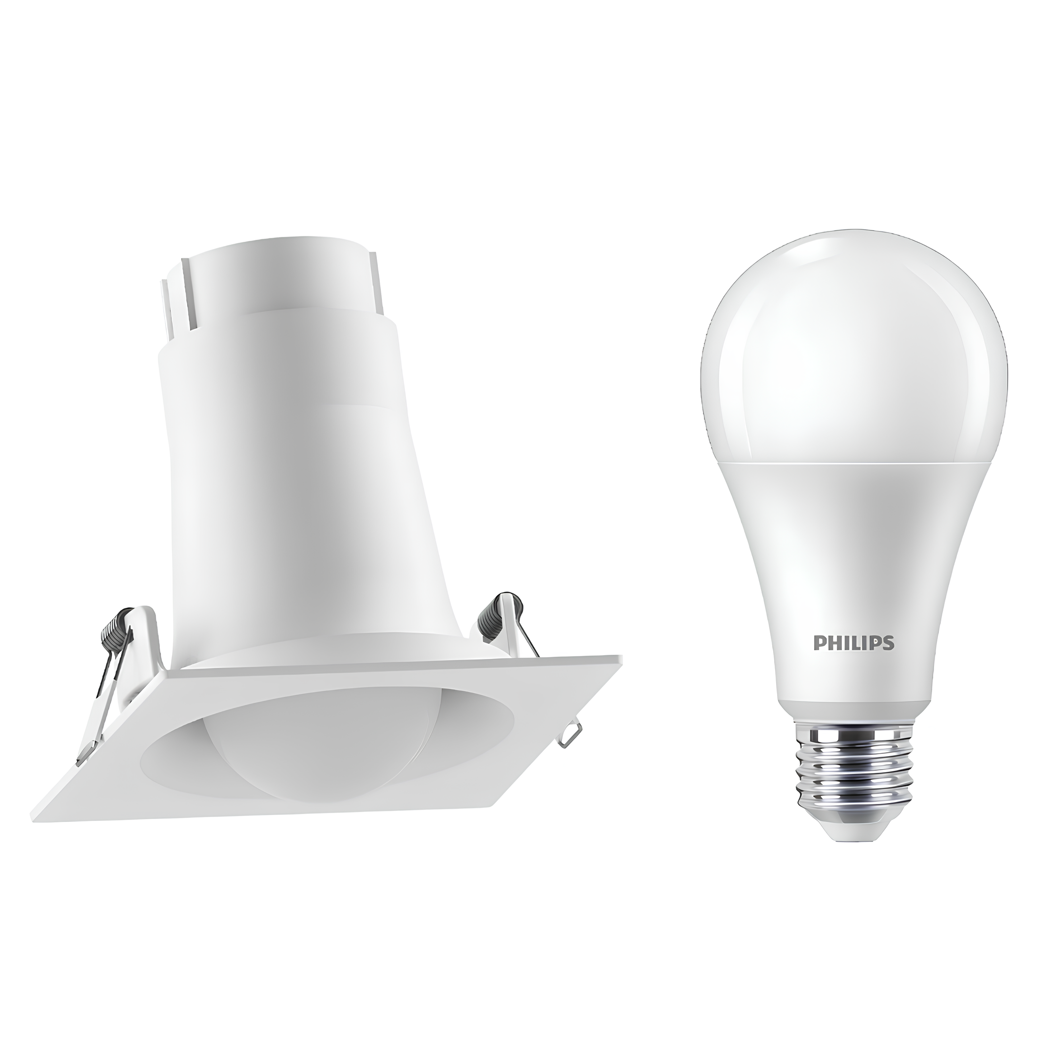 Spot Led Quadrado Embutir Bulbo Branco 18W 6500K 1800Lm 150° Bivolt E27 Philips