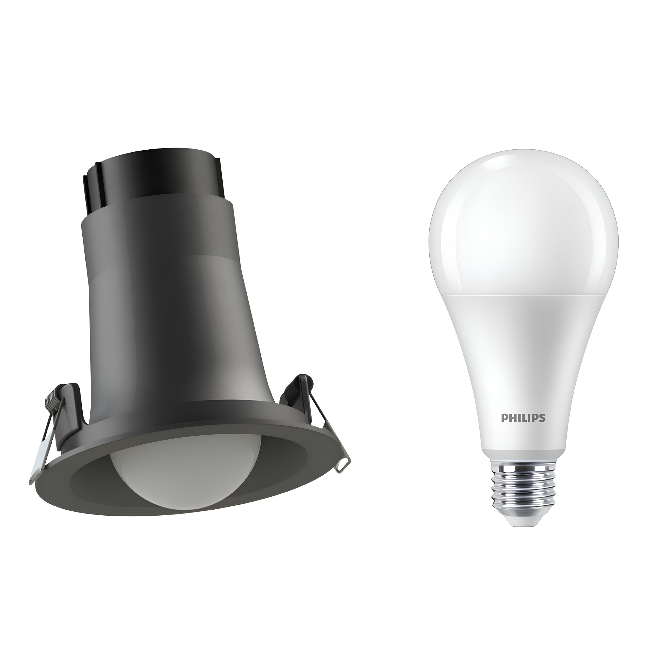Spot Led Redondo Embutir Bulbo Preto 22W 6500K 2300Lm 150° Bivolt E27 Philips