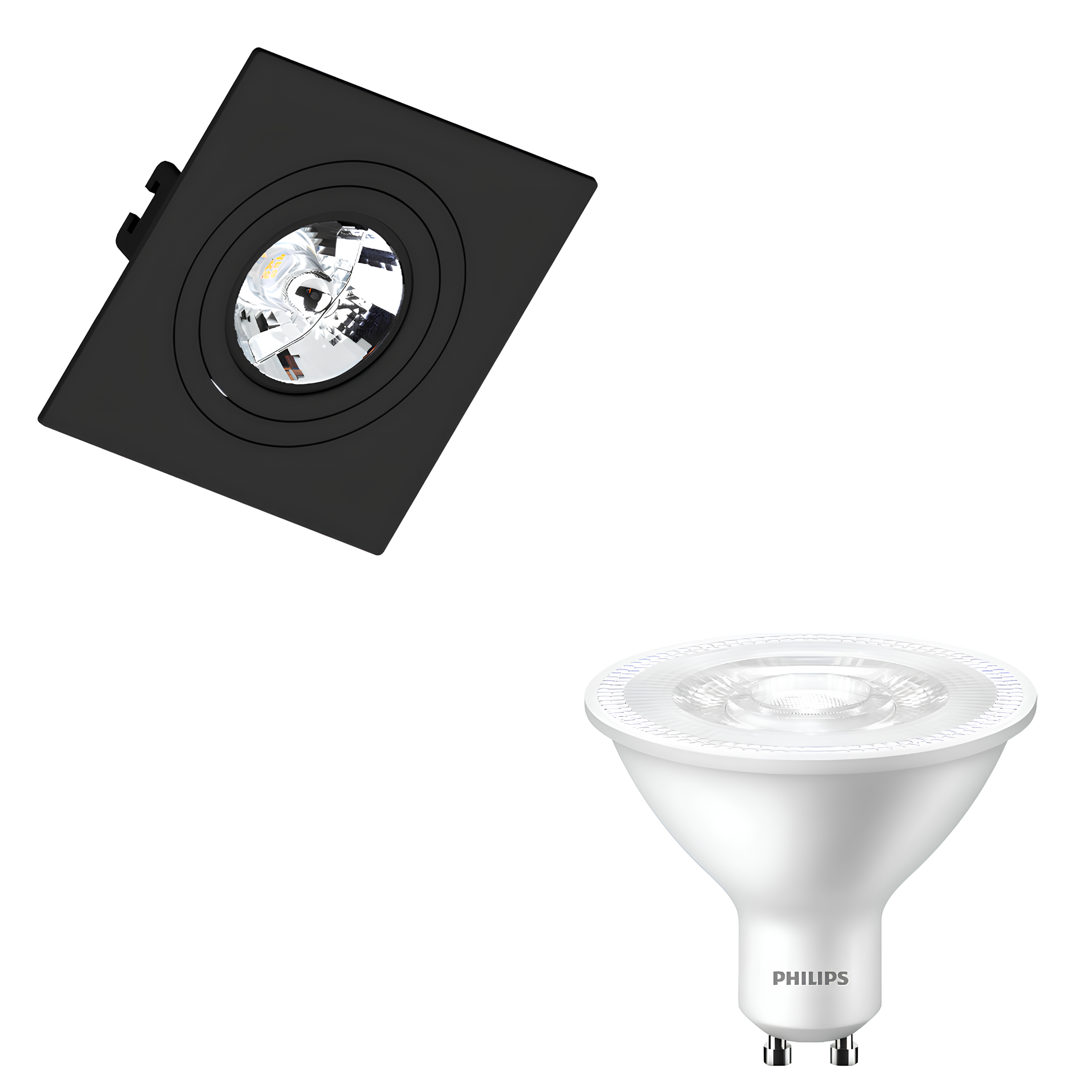 Spot Quadrado Face Plana Ar70 Preto 5W 2700K 525Lm Philips