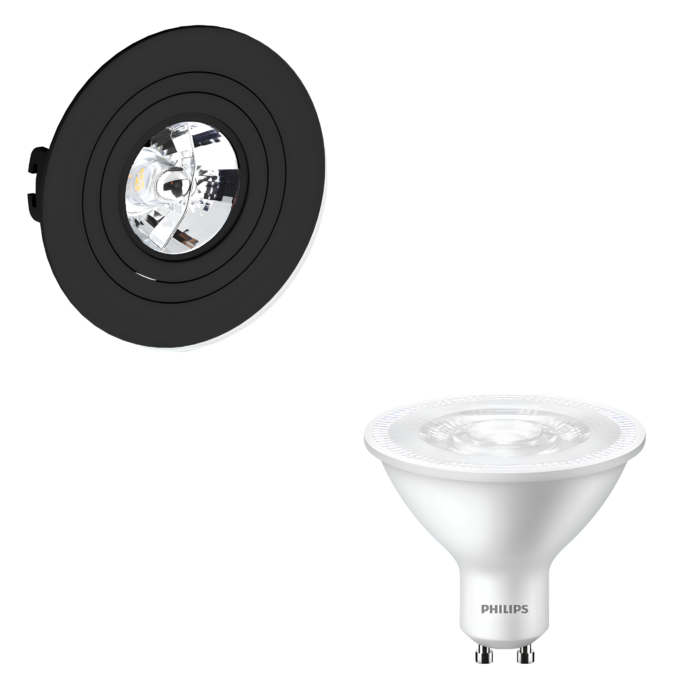 Spot Redondo Face Plana Ar70 Preto 5W 2700K 525Lm Philips