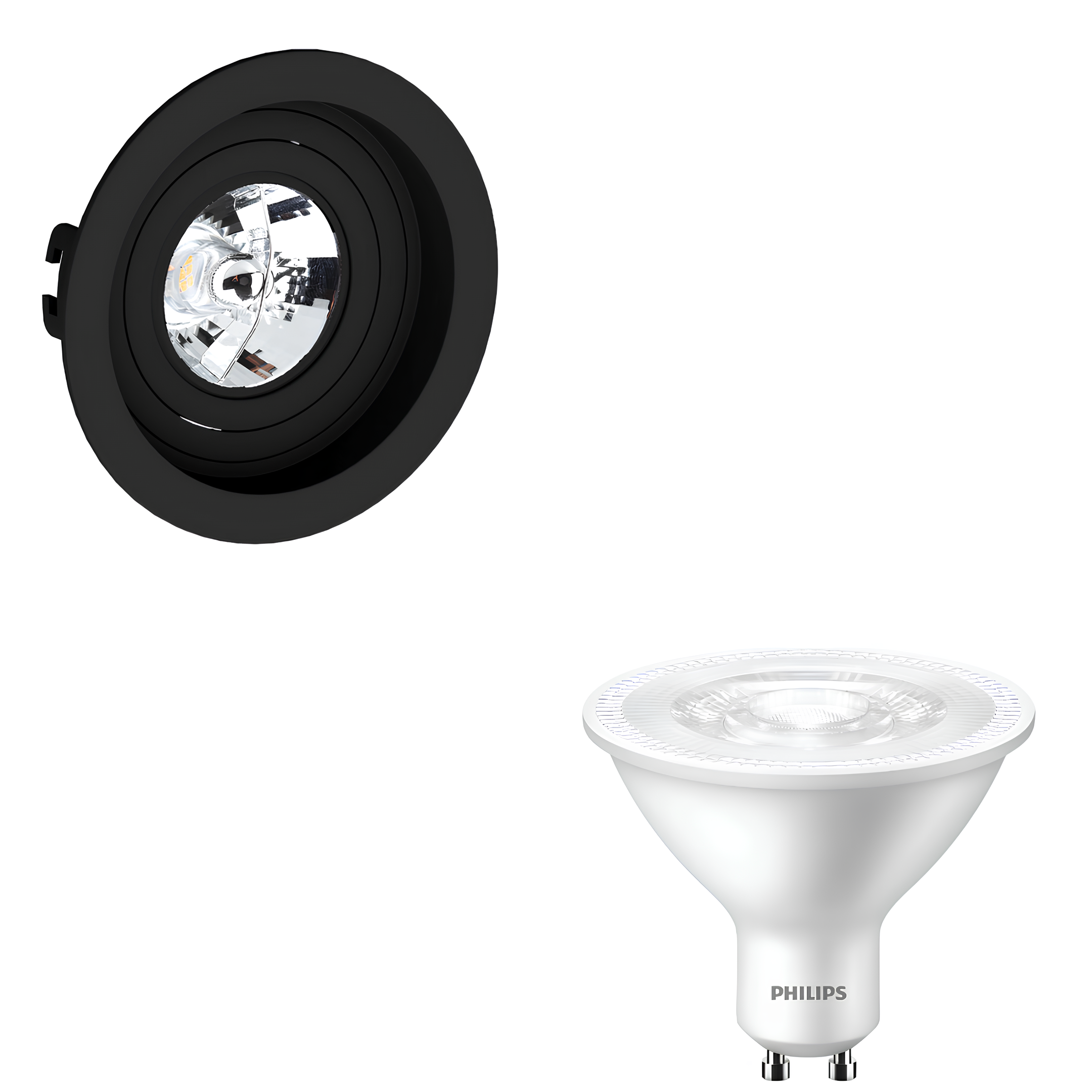 Spot Led Redondo Recuado Ar70 Preto 5W 2700K 525Lm Philips