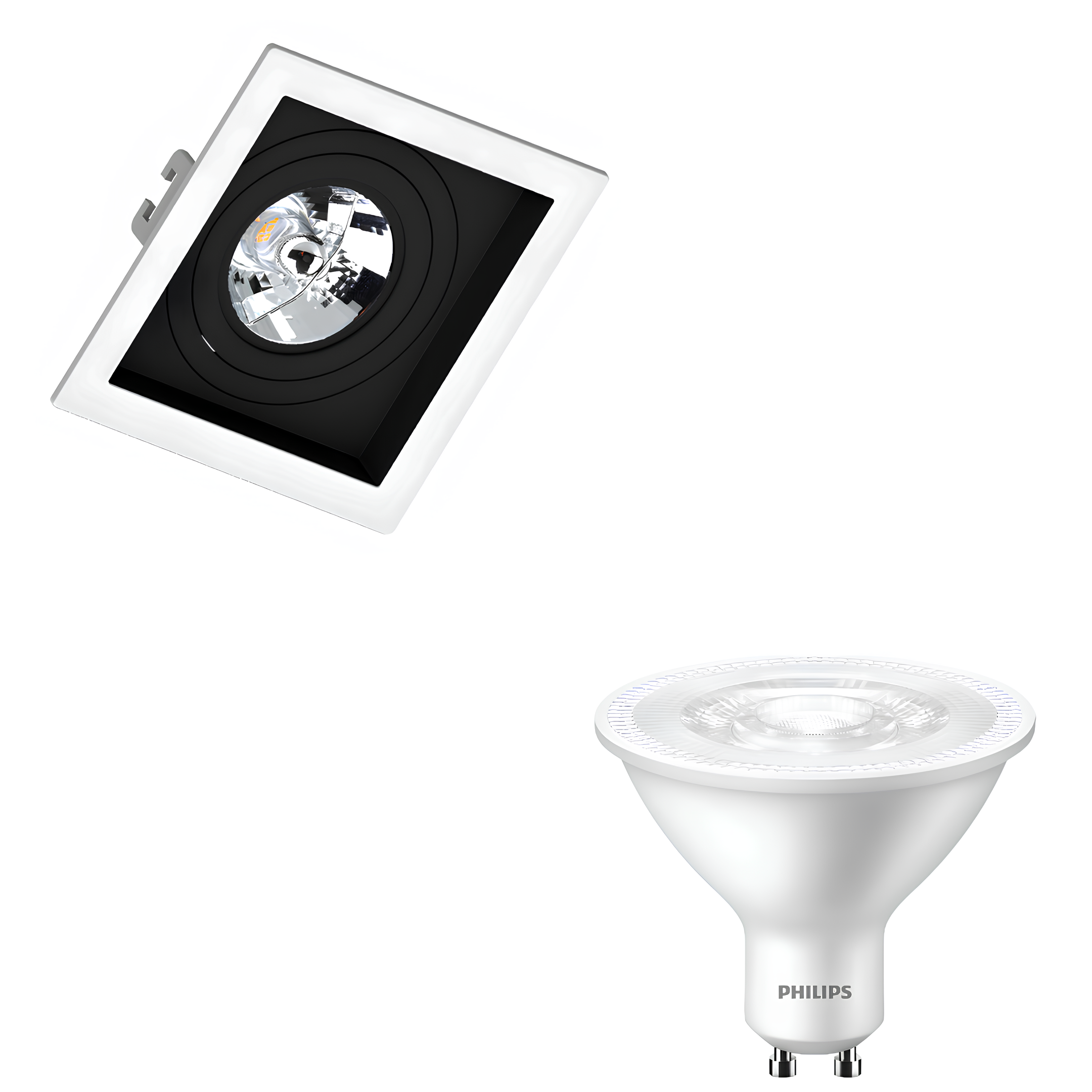 Spot Led Quadrado Ar70 Branco e Preto 5W 2700K 525Lm Philips