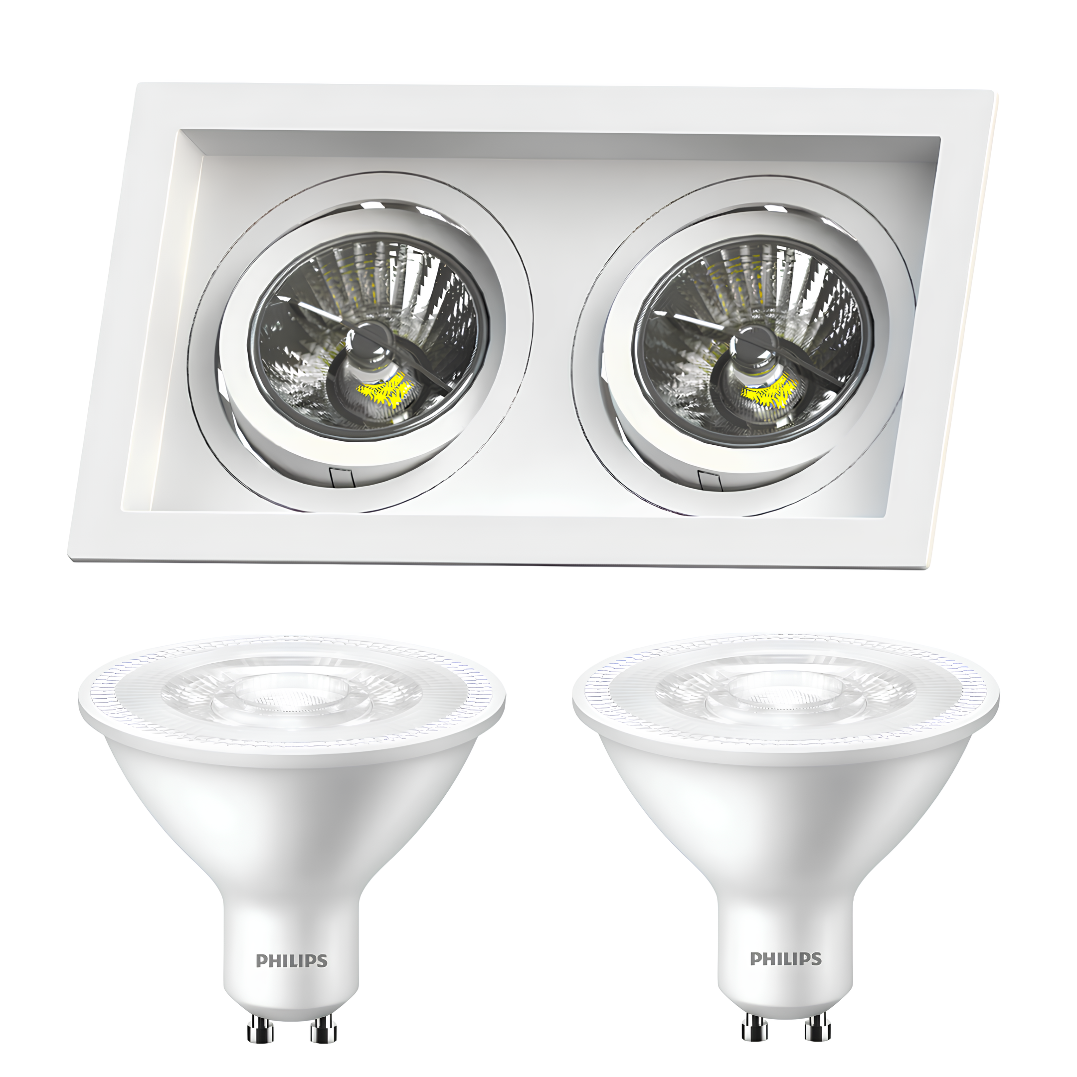 Spot Retangular Recuado 2XAr70 Branco 5W 2700K 525Lm Philips