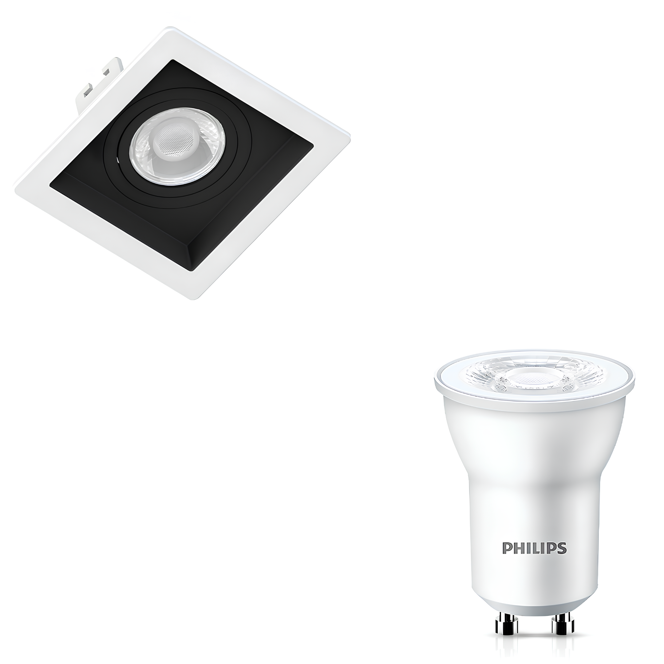 Spot Led Quadrado Mini Dicroica Borda Branca Recuo Pt 3,5W 250Lm Philips