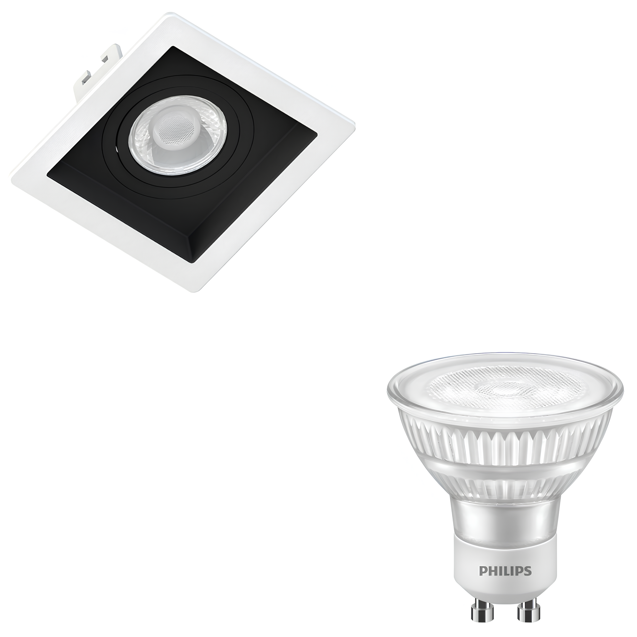 Spot Quadrado Embutir Dicroica Br/Pt 4,8W 525Lm 40° Philips