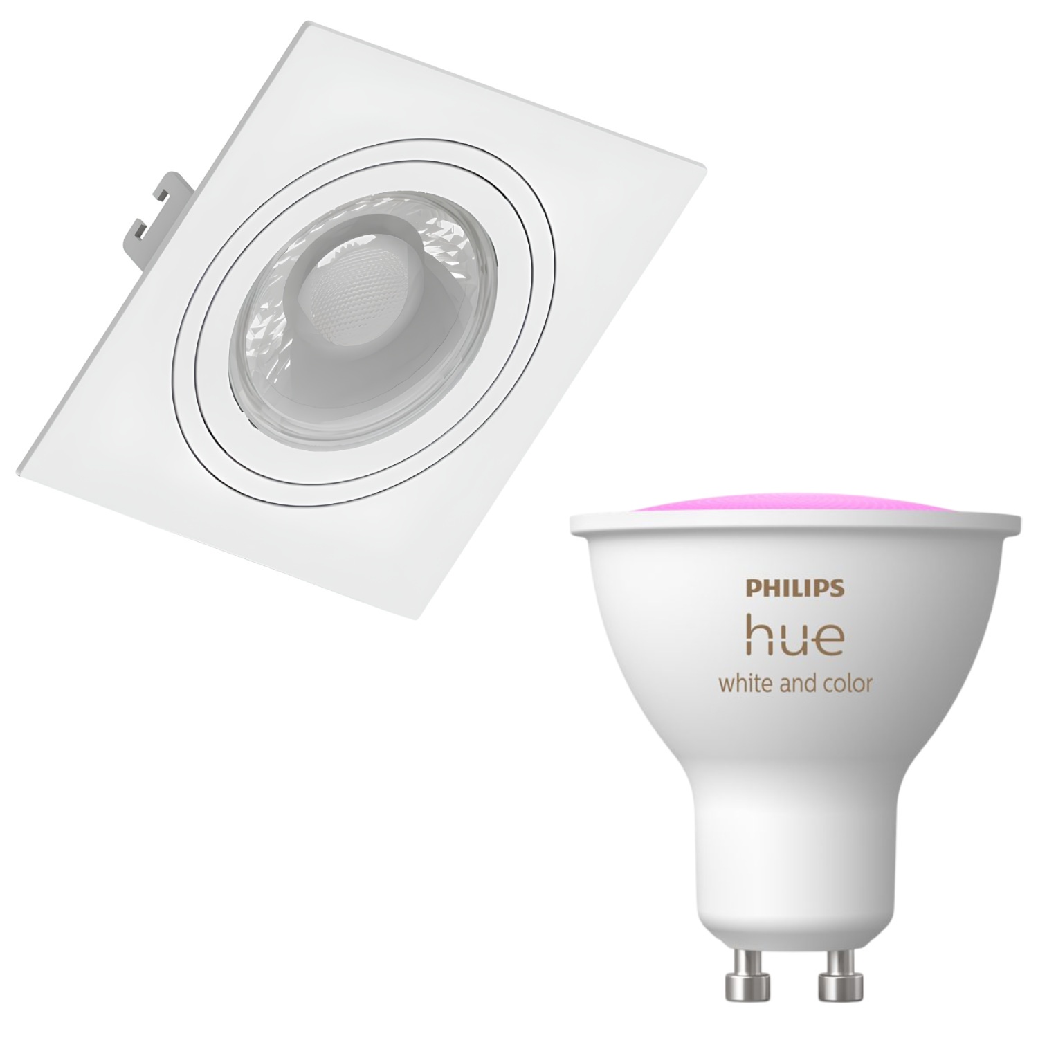 Spot Quadrado Embutir Dicroica Branco 4,7W Rgb Philips Hue