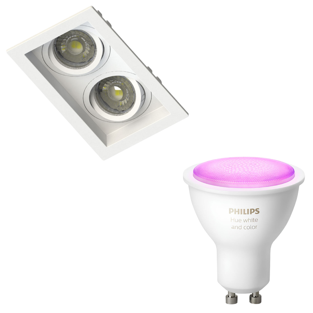 Spot Redondo Recuado Dicroica Preto 6W Rgb 36° Philips Hue