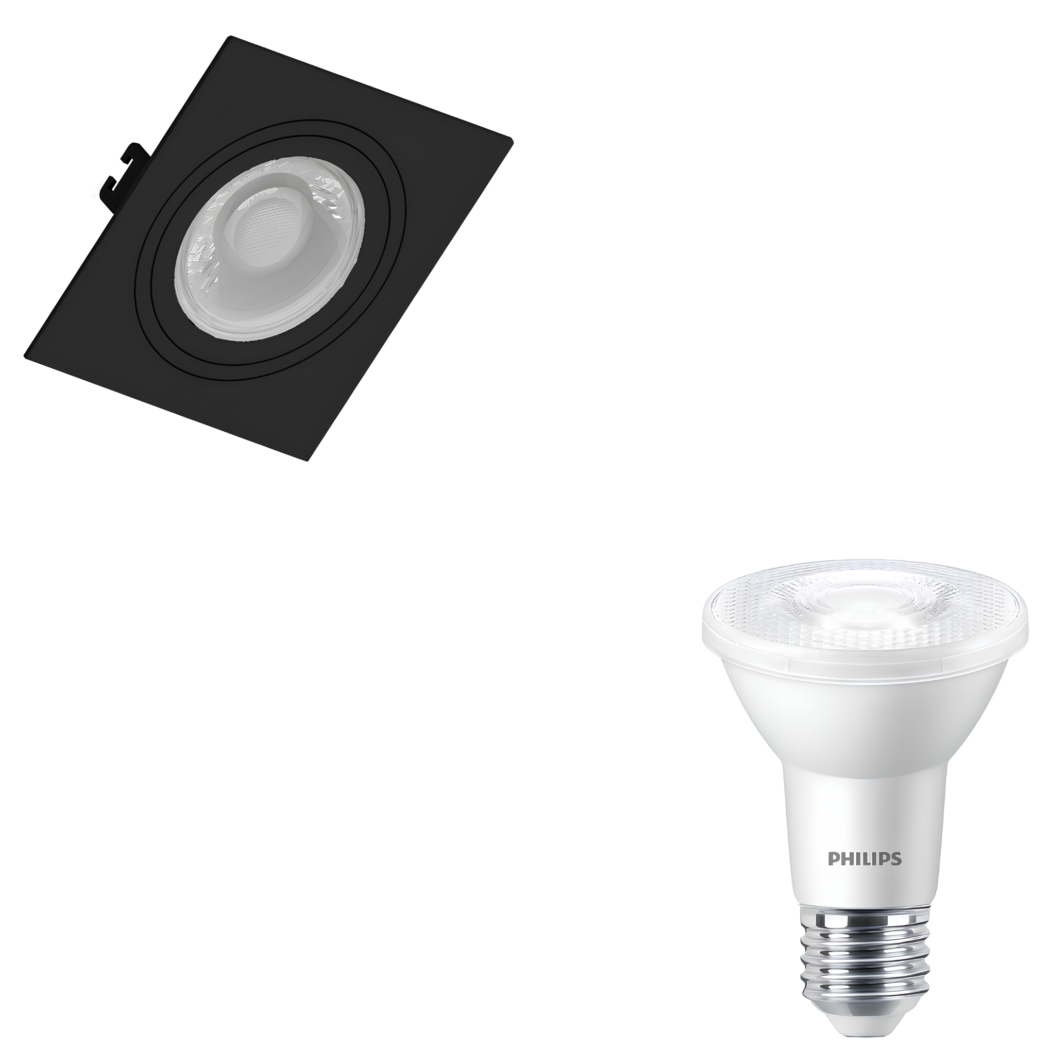 Spot Quadrado Embutir Par20 Preto 4,9W 525Lm Philips