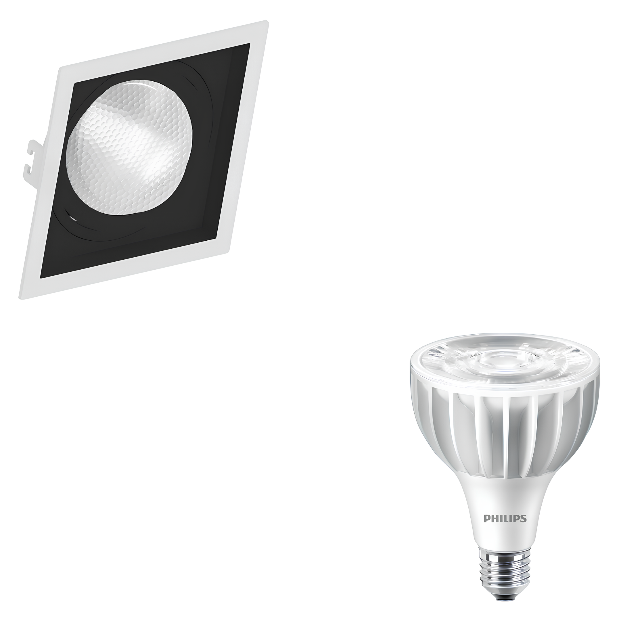 Spot Led Quadrado Embutir Par30 Br/Pt 28W 900Lm 30° Philips