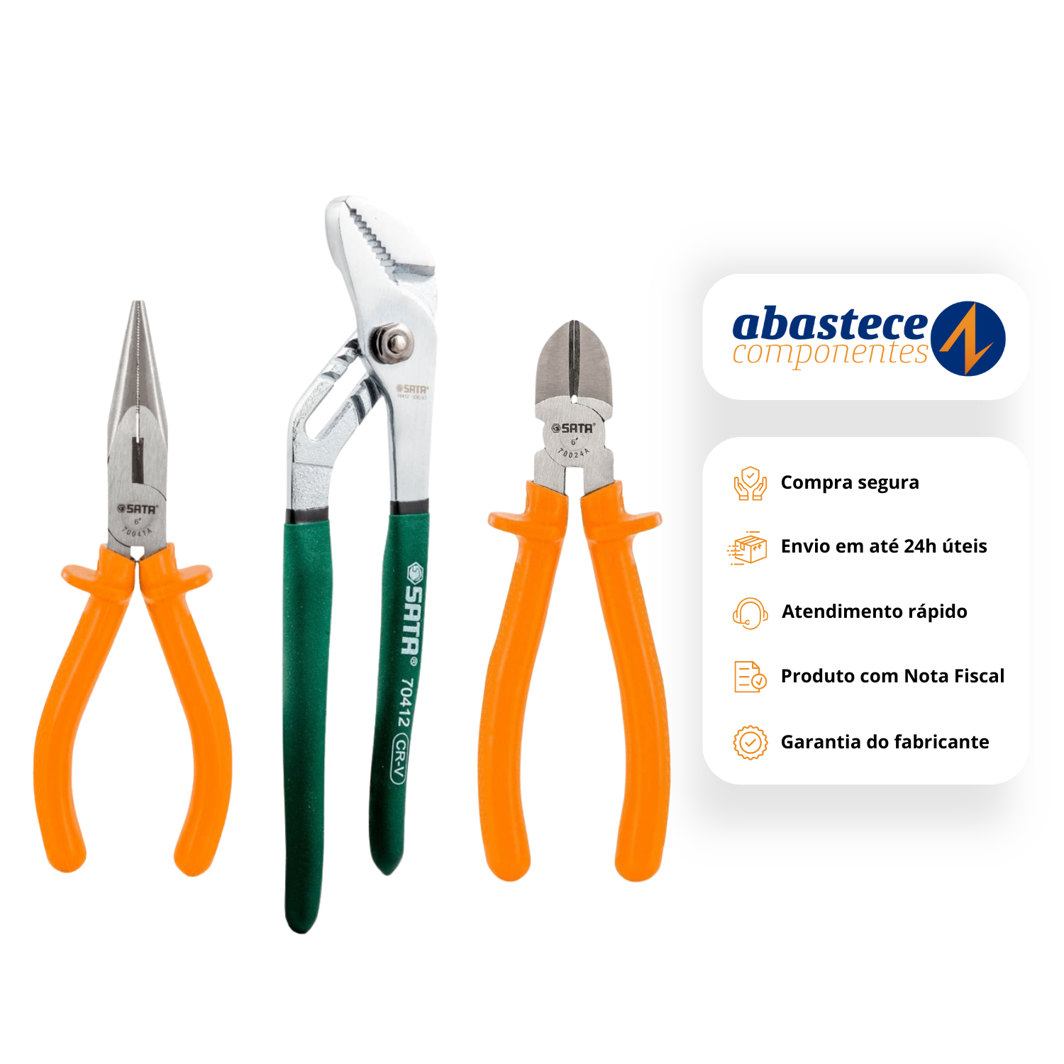 Kit Alicate Bomba D'agua + Corte E Bico Sata