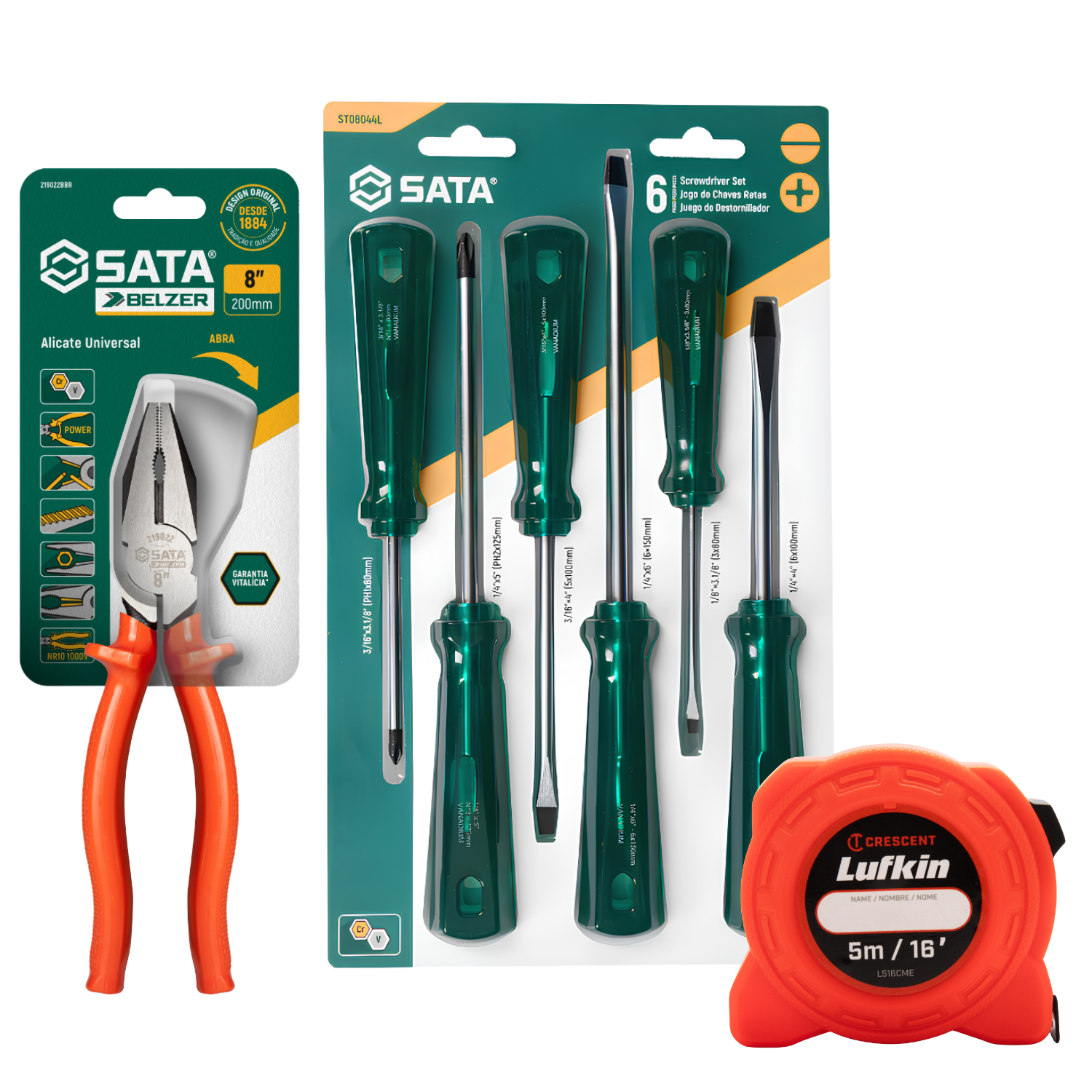 Kit Trena + Jogo De Chave Fenda/Phillips E Alicate Universal