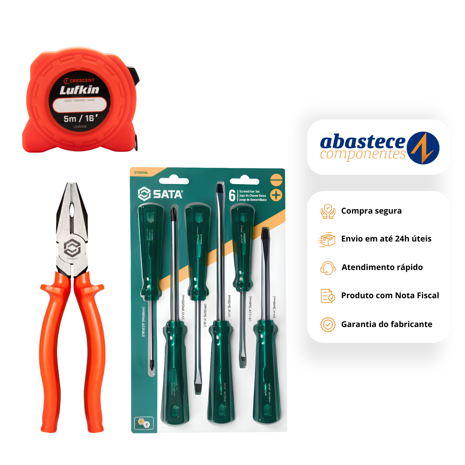 Kit Trena + Jogo De Chave Fenda/Phillips E Alicate Universal