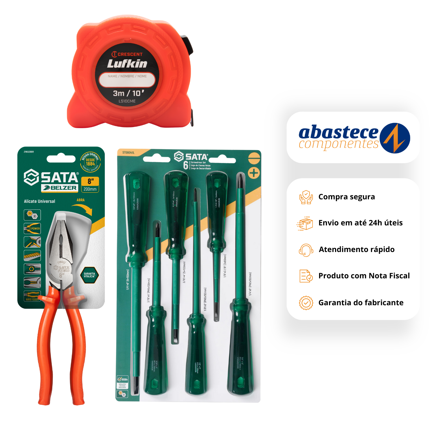 Kit Trena + Jogo De Chave Fenda/Phillips E Alicate Universal