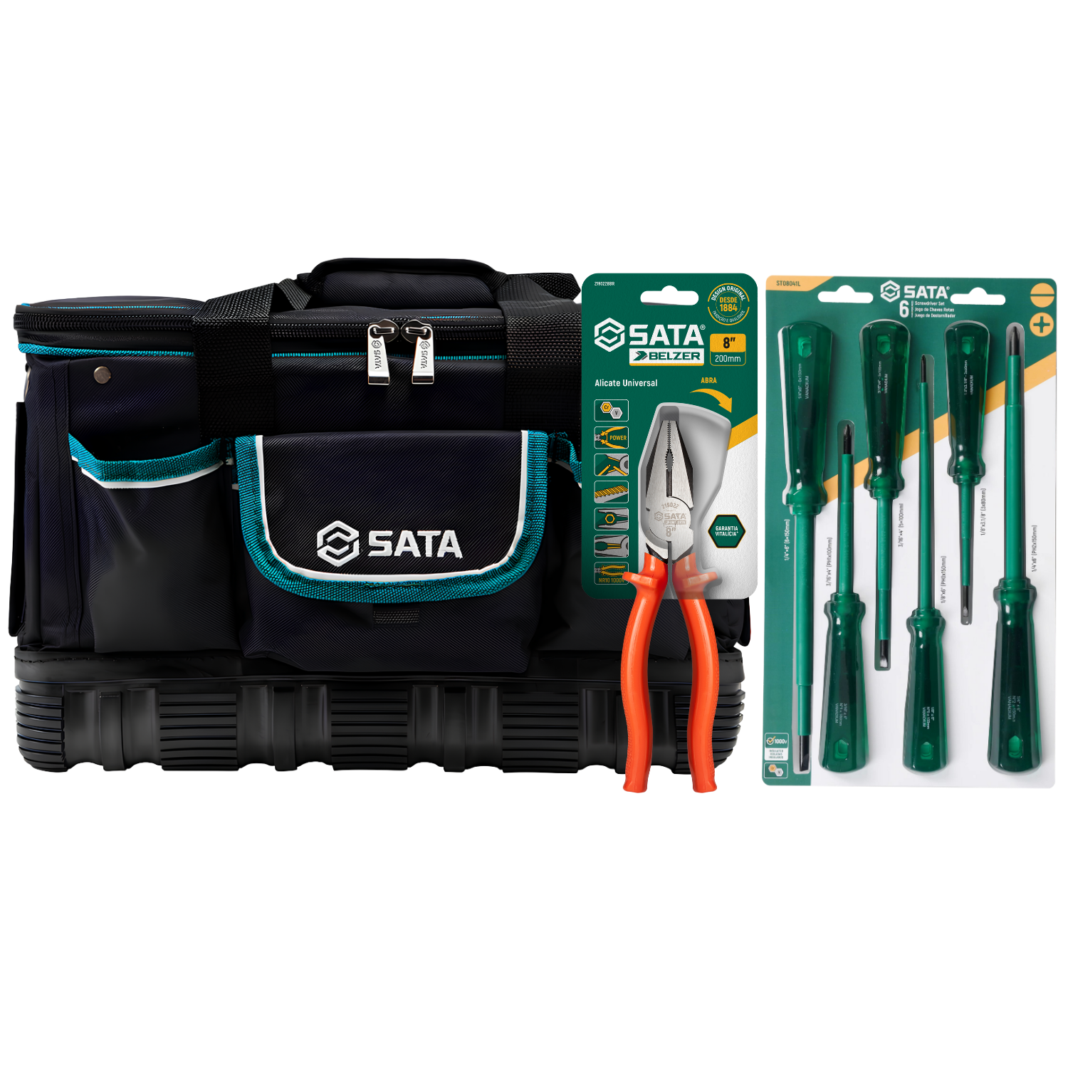 Kit Jogo De Chaves + Alicate E Bolsa de Ferramentas