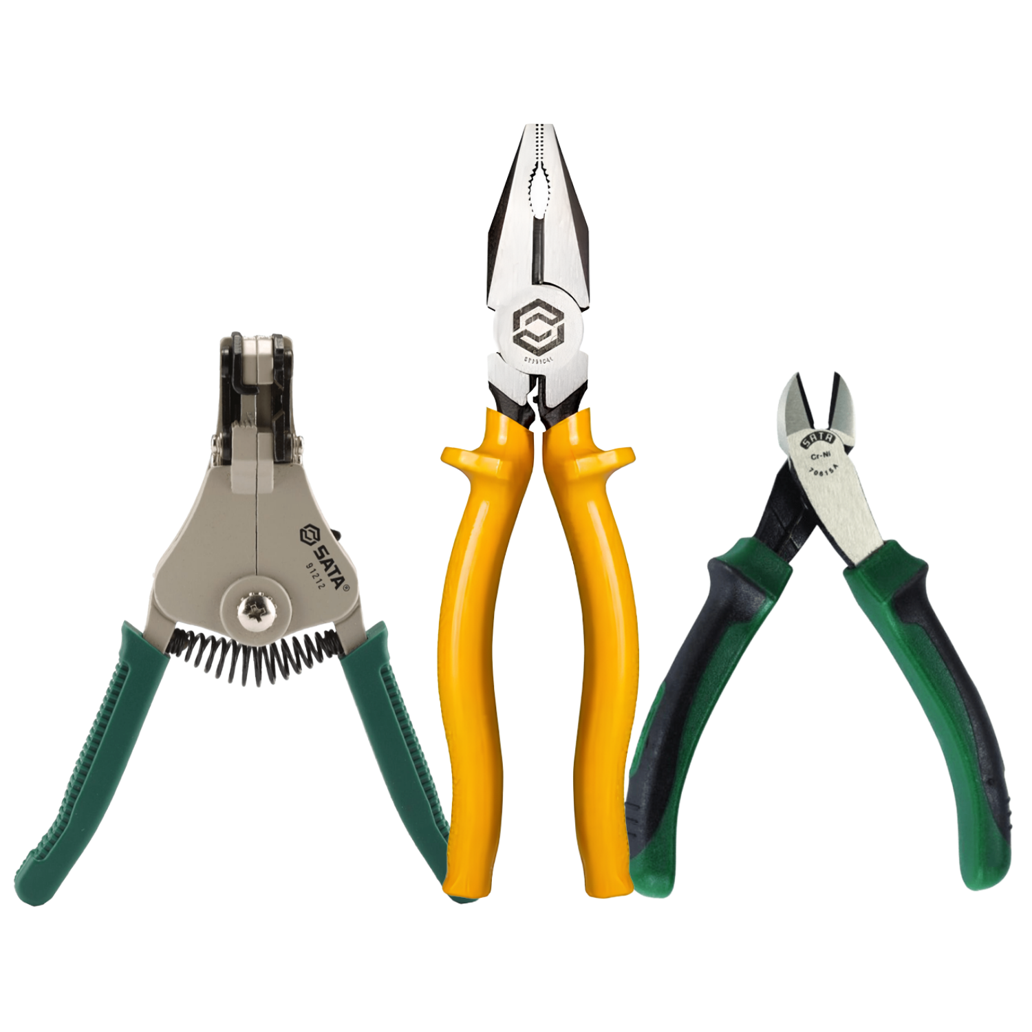 Kit Alicate Corte Diagonal + Descascador E Eletricista Sata