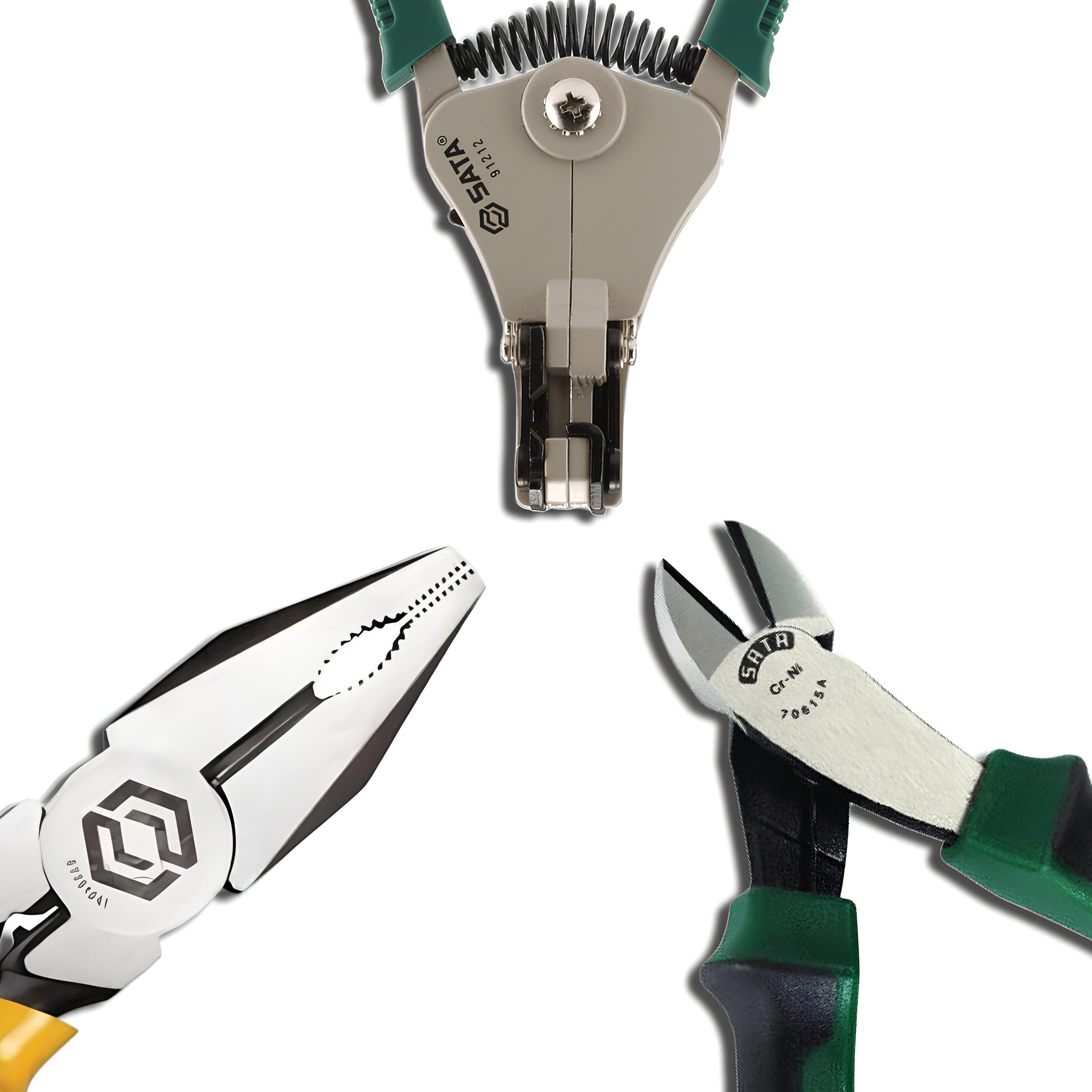 Kit Alicate Corte Diagonal + Descascador E Eletricista Sata