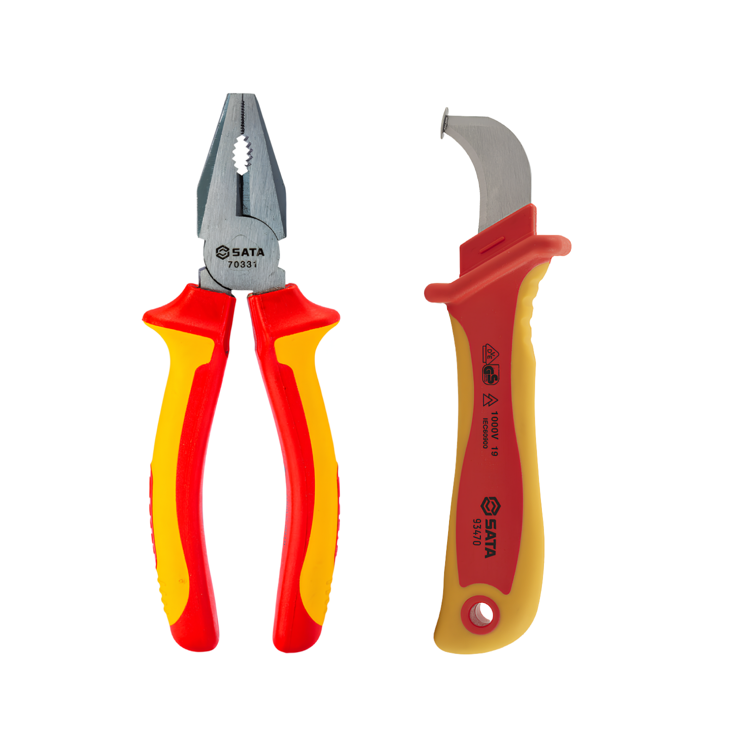 Kit Faca Curva Desencapadora Vde + Alicate Universal Vde Sata