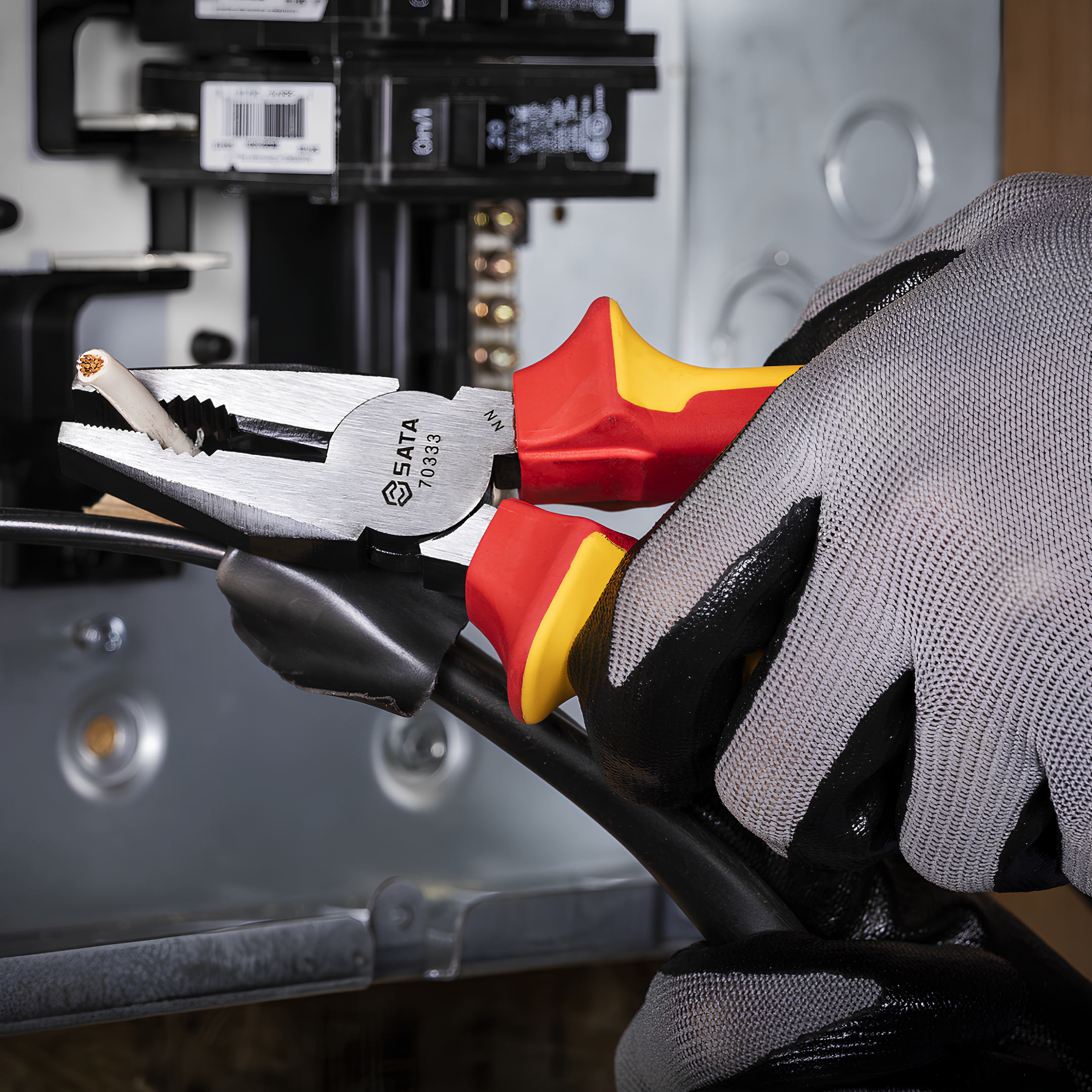 Kit Faca Curva Desencapadora Vde + Alicate Universal Vde Sata
