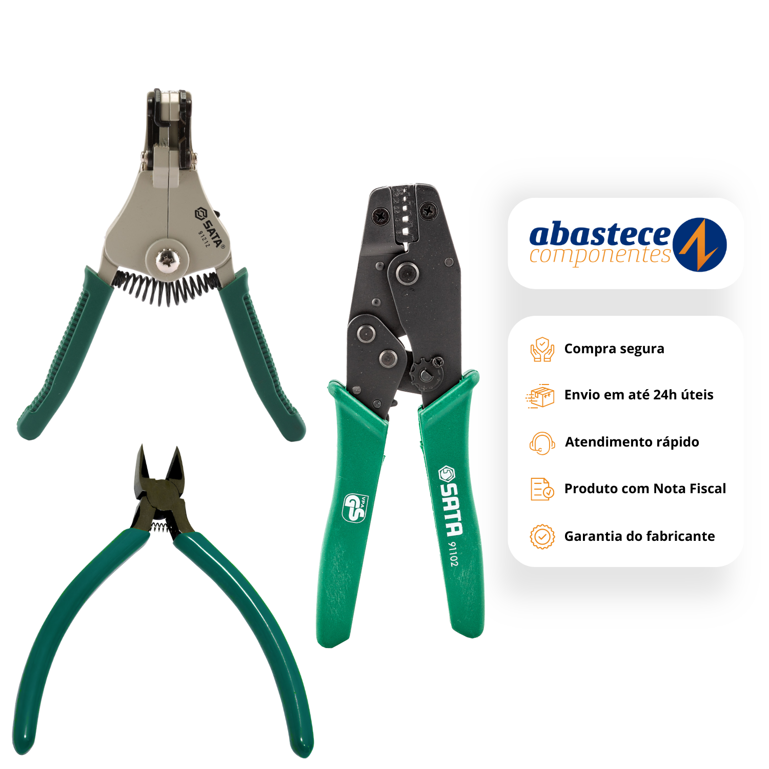 Kit Alicate De Crimpar + Alicate Corte Diagonal E Descascador Sata