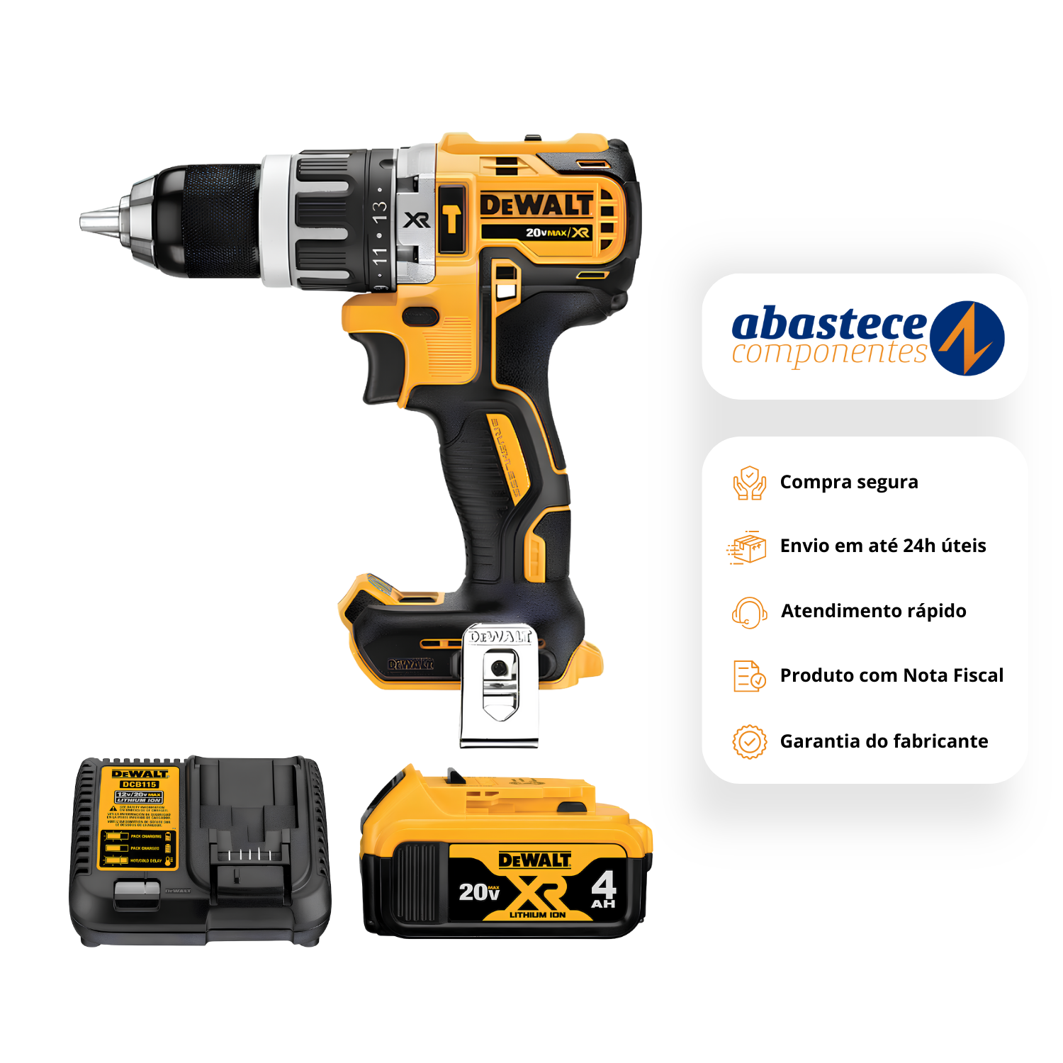 Parafusadeira Furadeira 1/2" 20V + Bateria E Carregador Dewalt