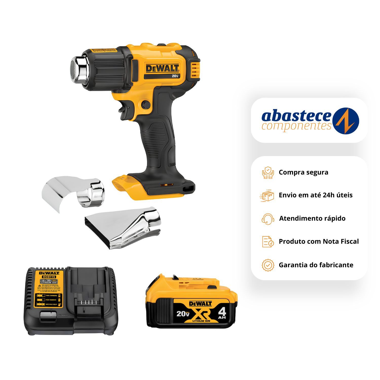 Soprador Térmico 20V Max + Bateria E Carregador Dewalt