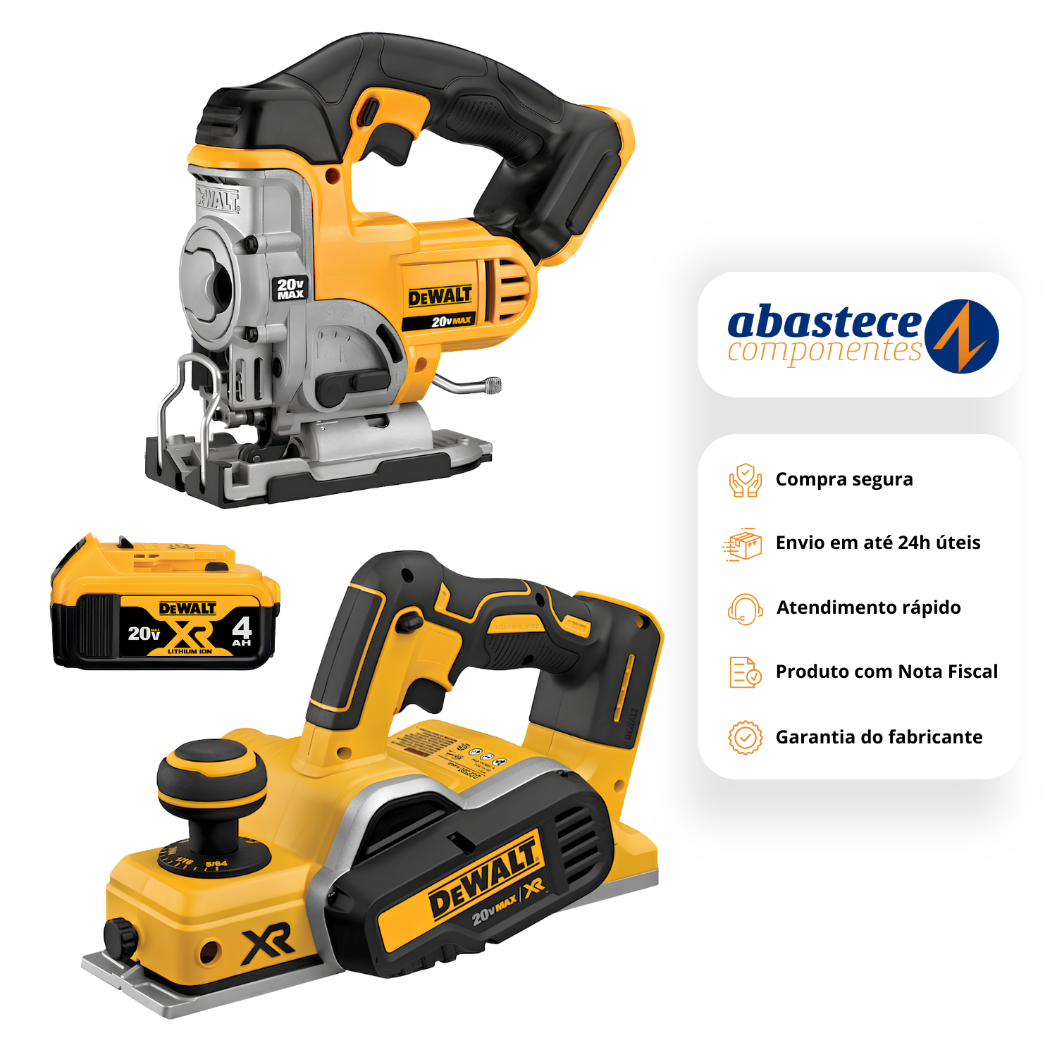 Plaina 20V Max + Serra Tico-Tico 20V Max E Bateria Dewalt