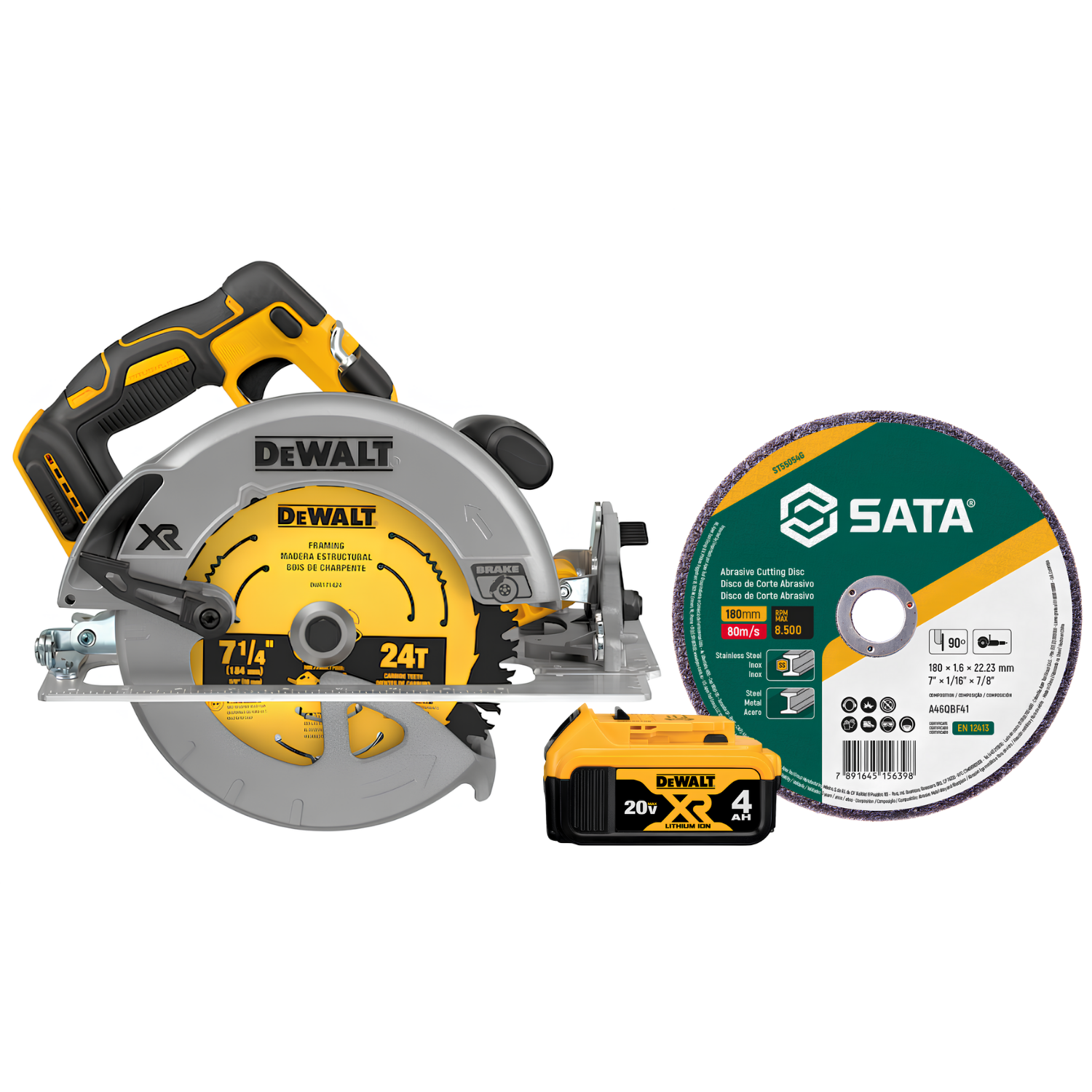 Serra Circular 7-1/4” 20V + Disco Corte E Bateria 4.0Ah