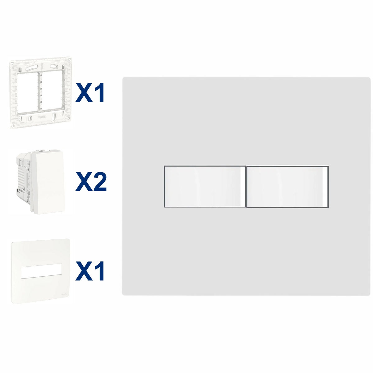 Conjunto De Interruptor Paralelo 2 Modulo 10A 4X4 Br Orion Schneider