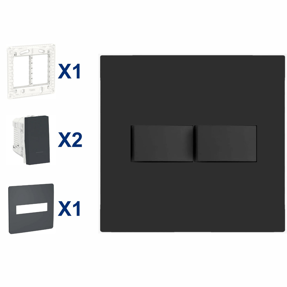 Conjunto De Interruptor Simples 2 Modulo 10A 4X4 Pt Orion Schneider